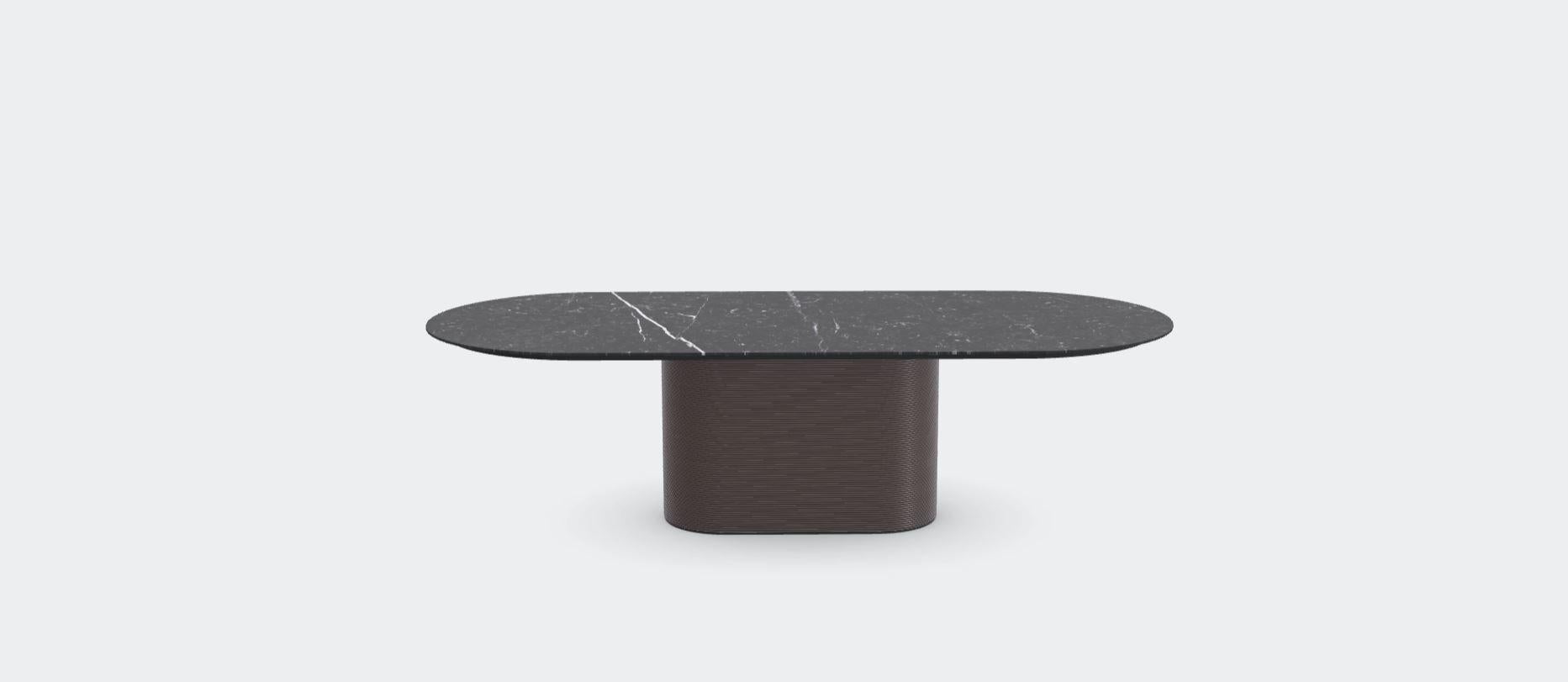 Ash Dark Nero Marquina Waves Dining Table M by Milla & Milli For Sale 1