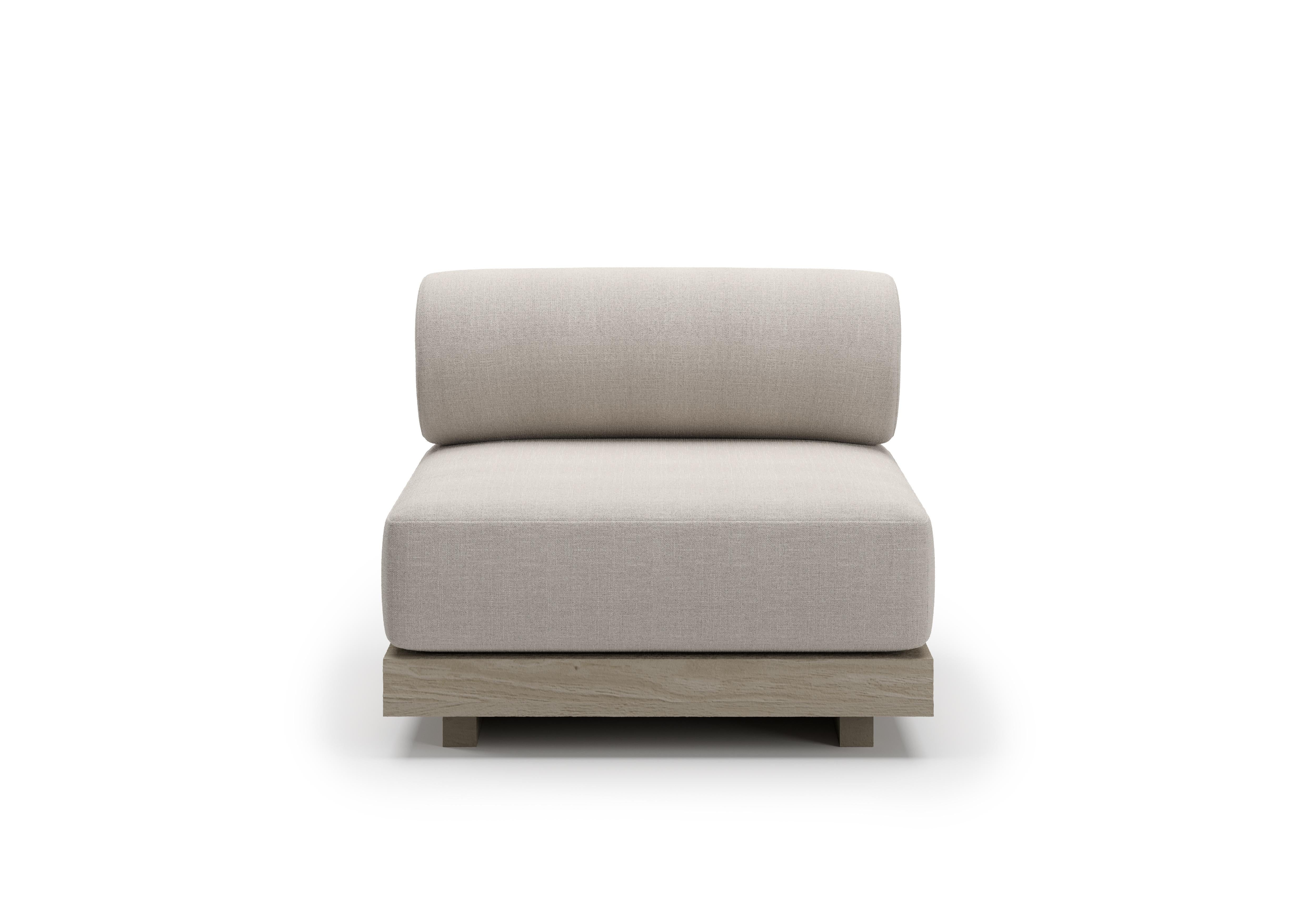 Ash Dune Armless Corner Sofa by SNOC
Dimensions: W 92 x D 87 x H 64 cm.
Materials: Teak Wood, Sunbrella Fabric. 


The Dune-ash Collection is shaped by architectural design principles, creating an aesthetic balance with Teak weave details and a