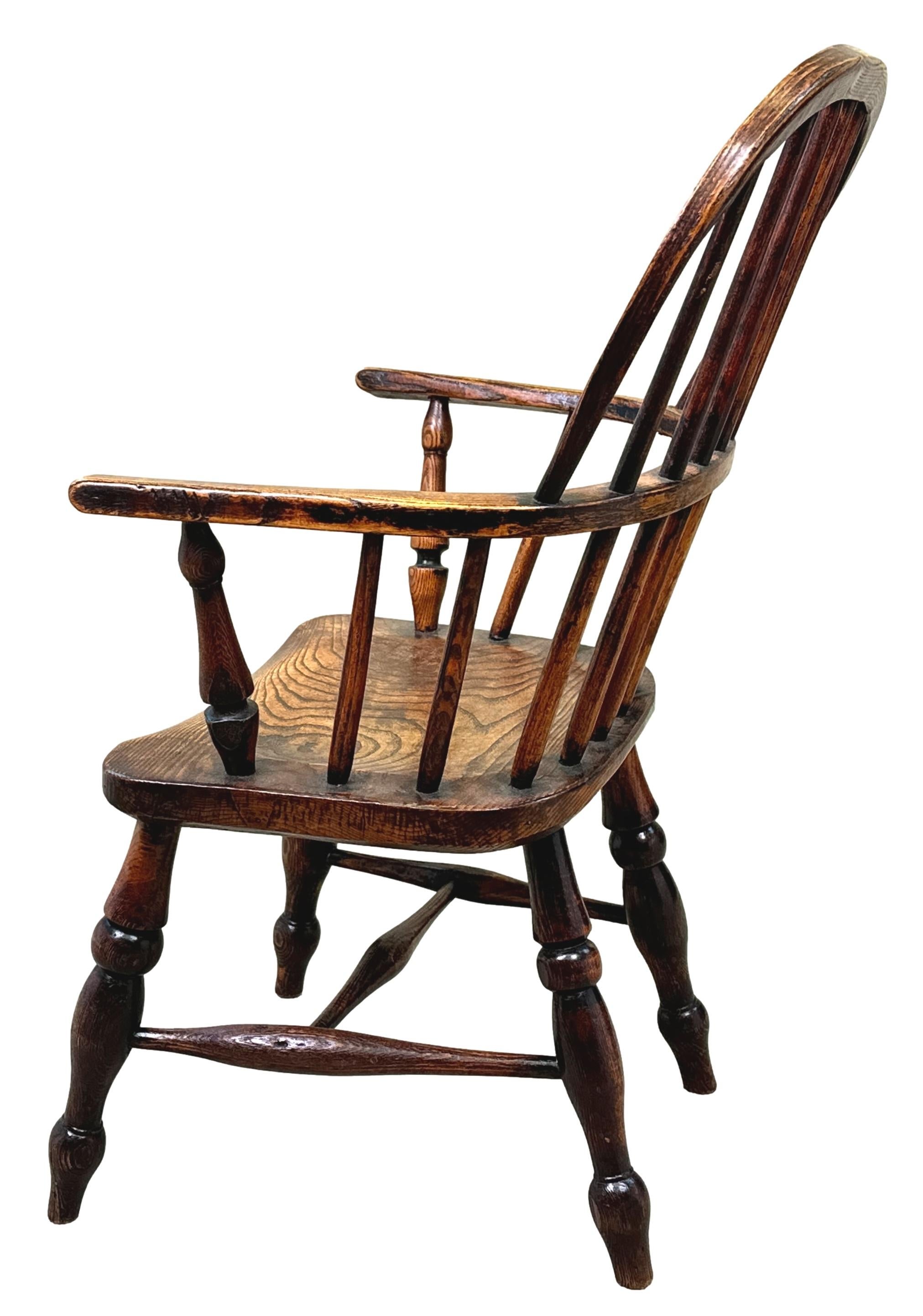 English Ash & Elm 19th Century Childs Windsor Armchair For Sale