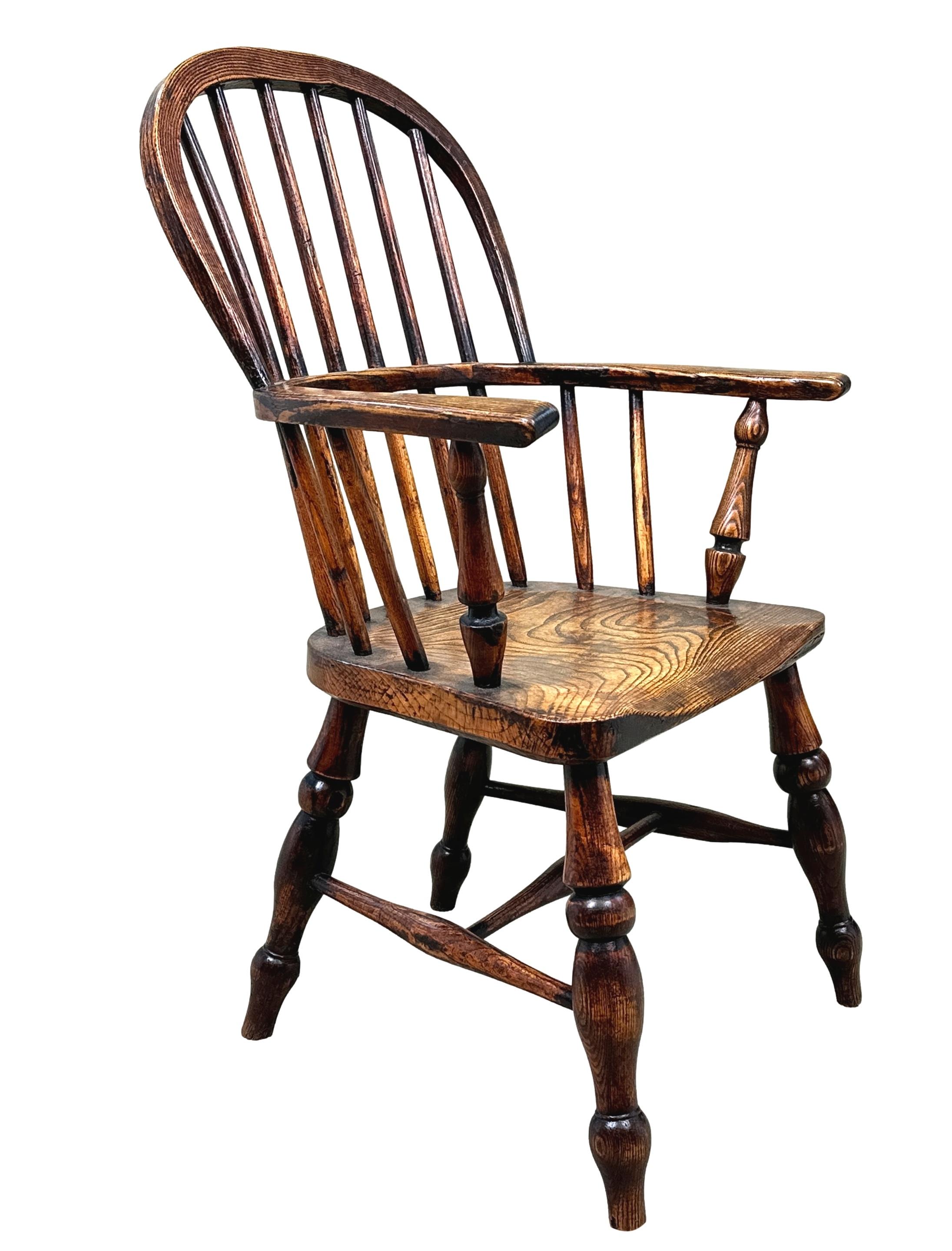 Ash & Elm 19th Century Childs Windsor Armchair For Sale 2