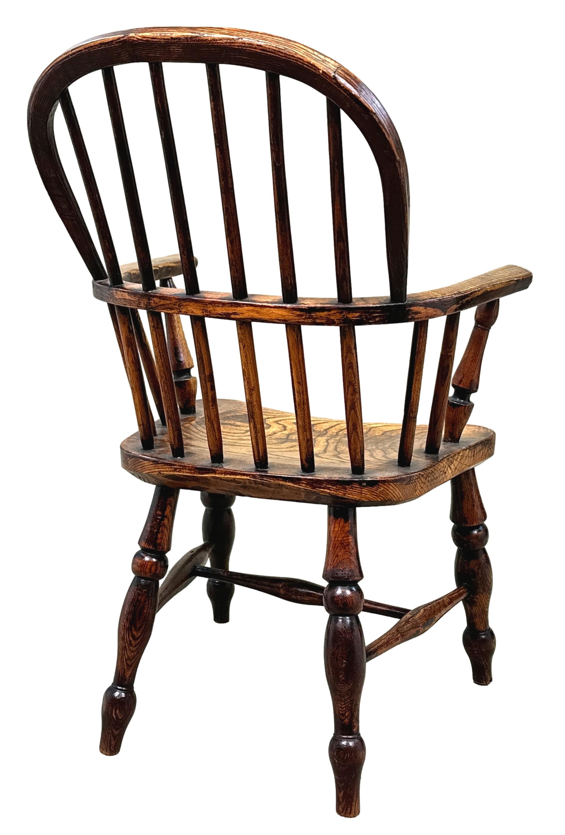 Ash & Elm 19th Century Childs Windsor Armchair For Sale 4