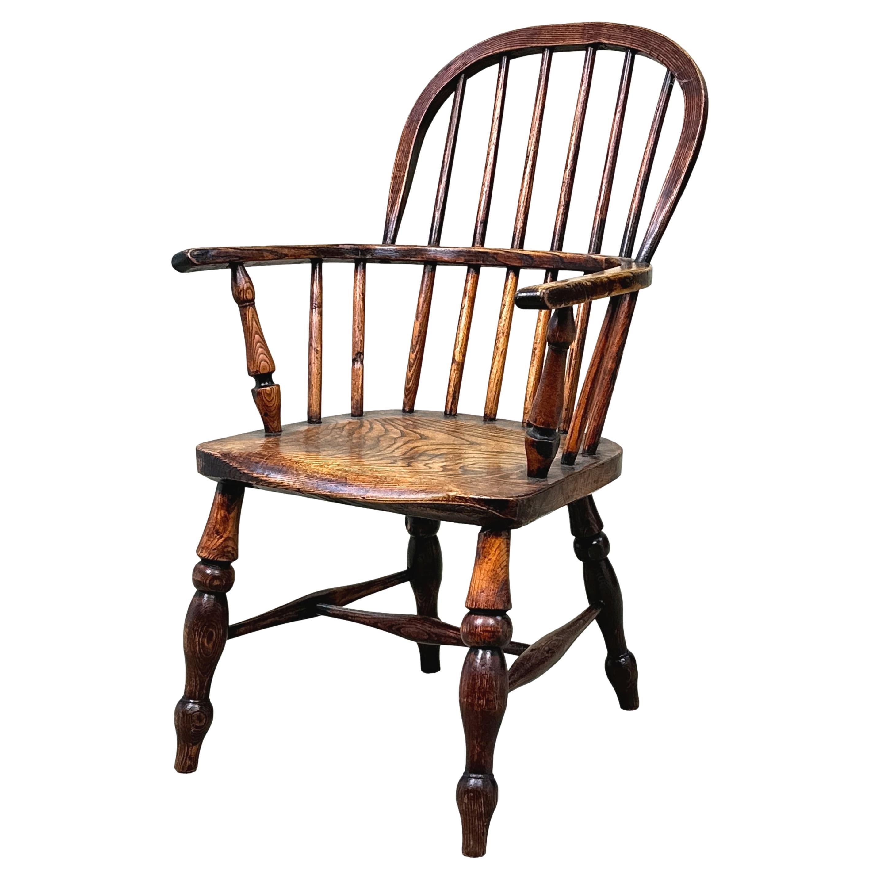 Ash & Elm 19th Century Childs Windsor Armchair For Sale