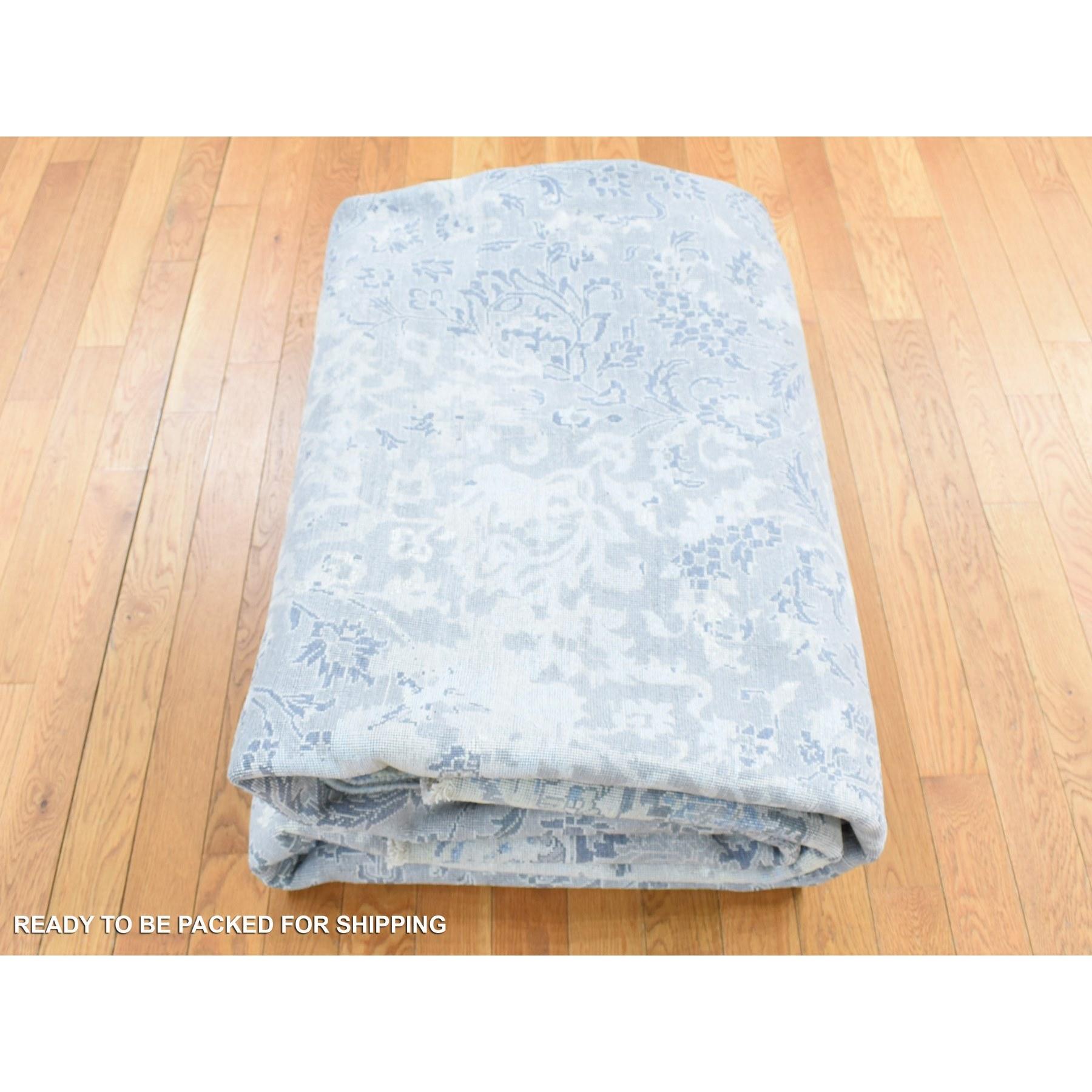 Tappeto orientale Kashan grigio cenere annodato a mano in lana e pura seta 9'0