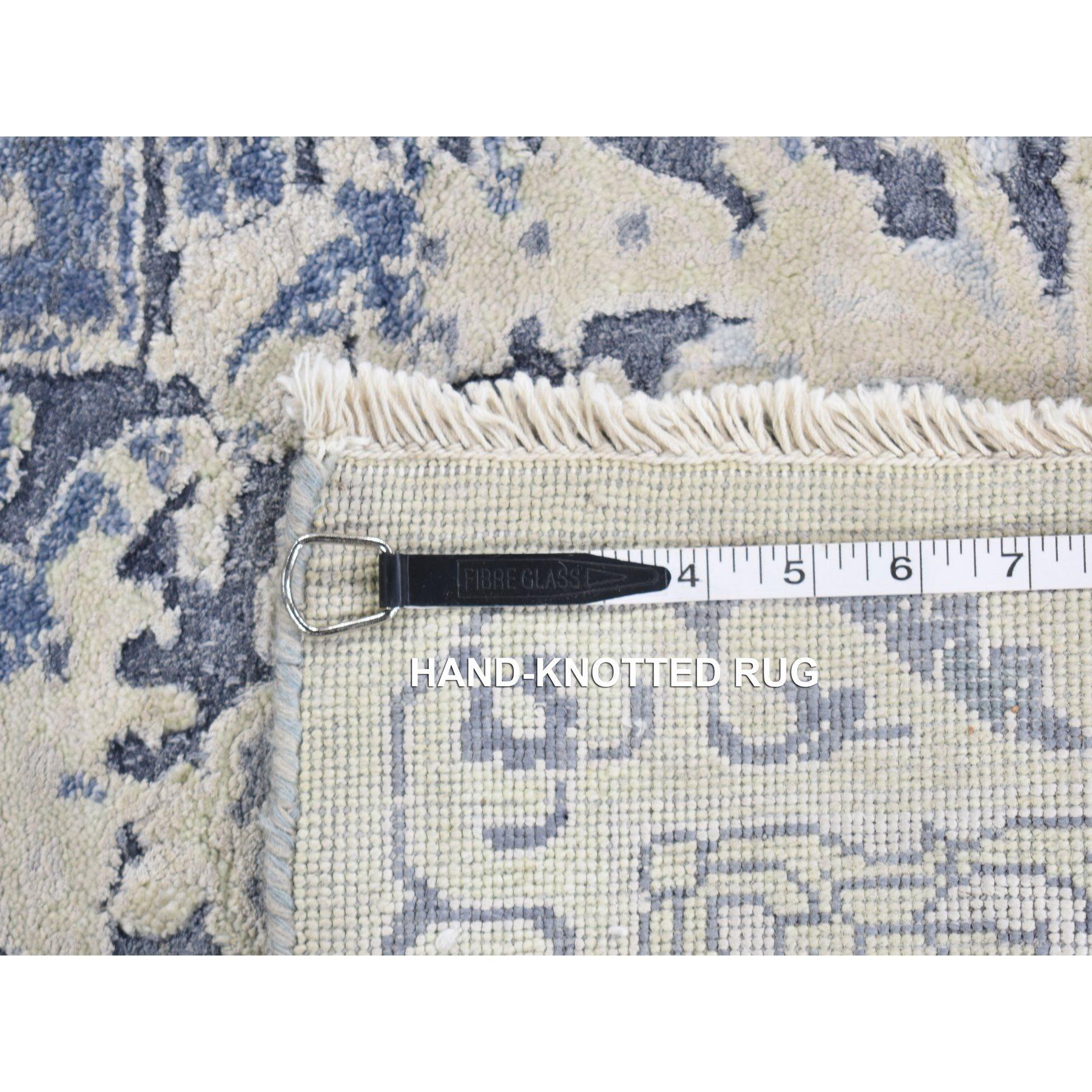 Tappeto orientale Kashan grigio cenere annodato a mano in lana e pura seta 9'0