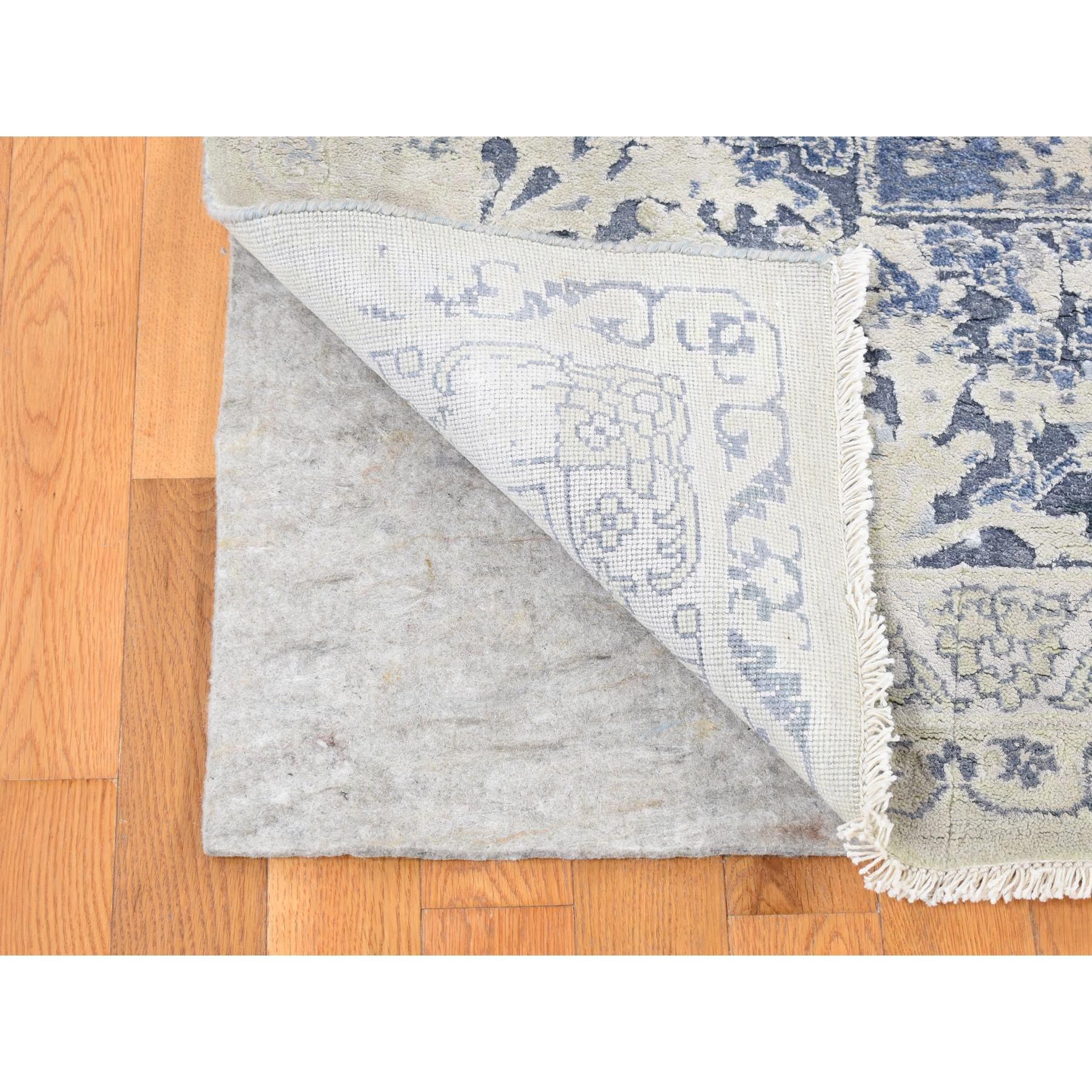 Tappeto orientale Kashan grigio cenere annodato a mano in lana e pura seta 9'0
