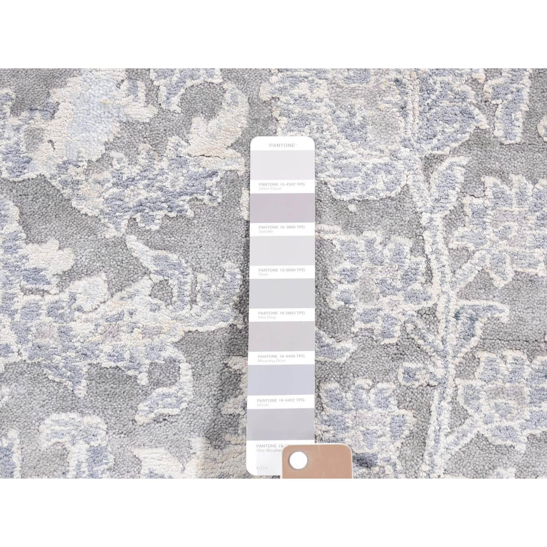 Tappeto orientale Kashan grigio cenere annodato a mano in lana e pura seta 9'0
