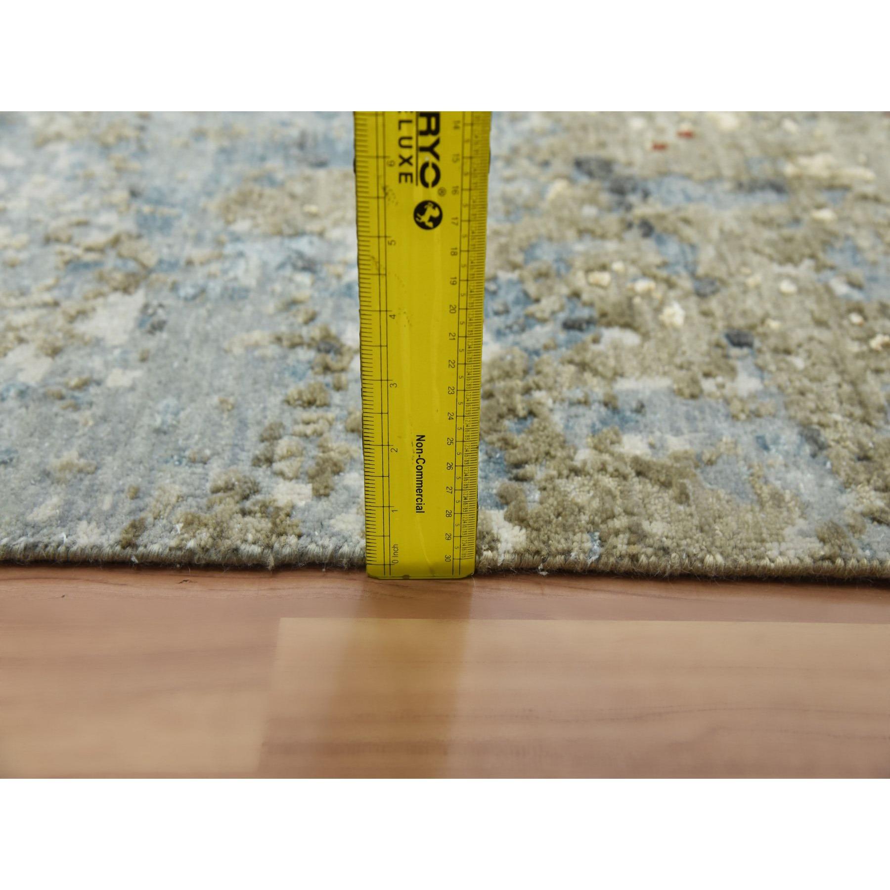 Ash Gray Extra Soft Wool Hand Knotted Modern Abstract Design Rugs 10'0