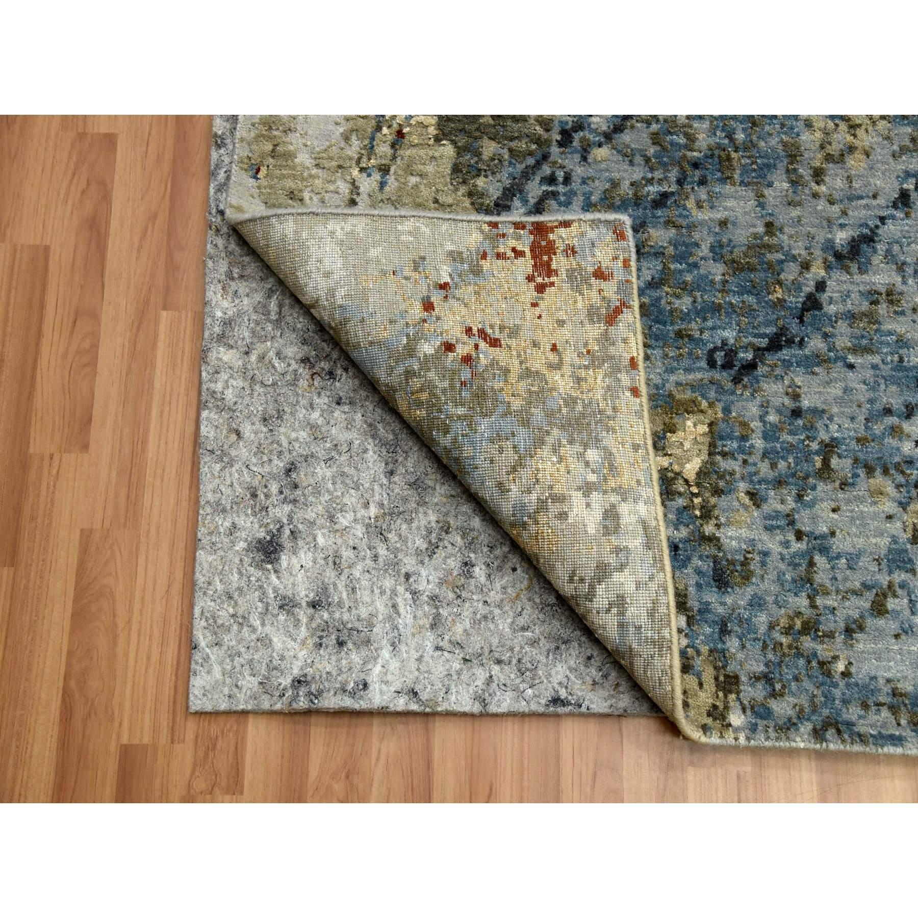Annodato a mano Ash Gray Extra Soft Wool Hand Knotted Modern Abstract Design Rugs 10'0