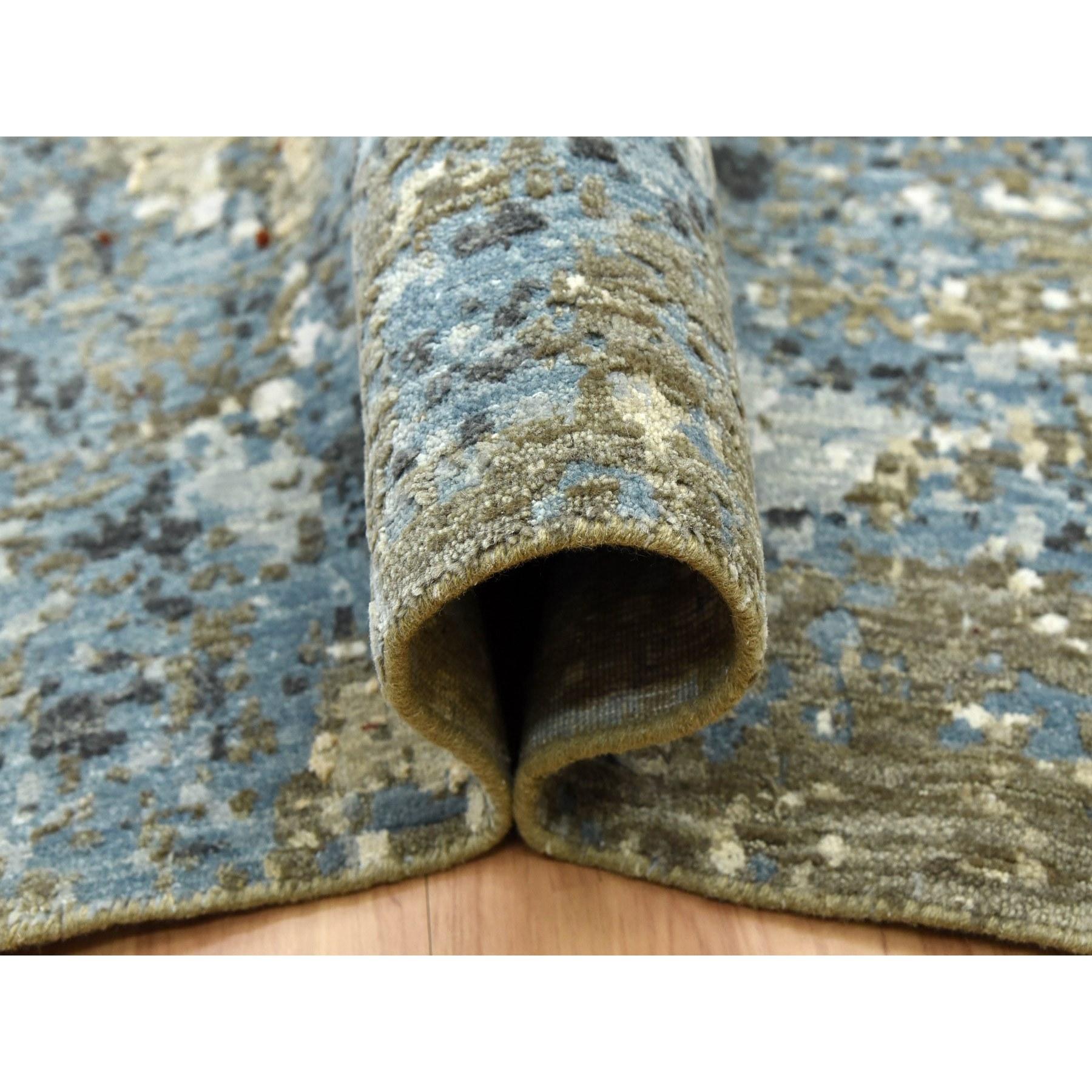 Ash Gray Extra Soft Wool Hand Knotted Modern Abstract Design Rugs 10'0