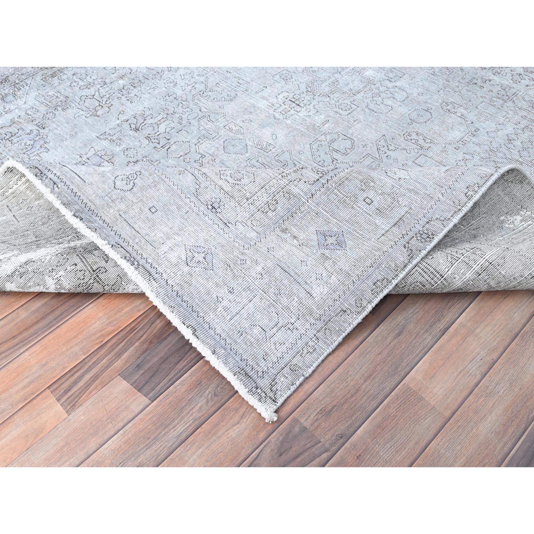 Ash Gray Vintage Persian Tabriz Distressed Worn Down Soft Wool Hand Knotted Rug For Sale 2