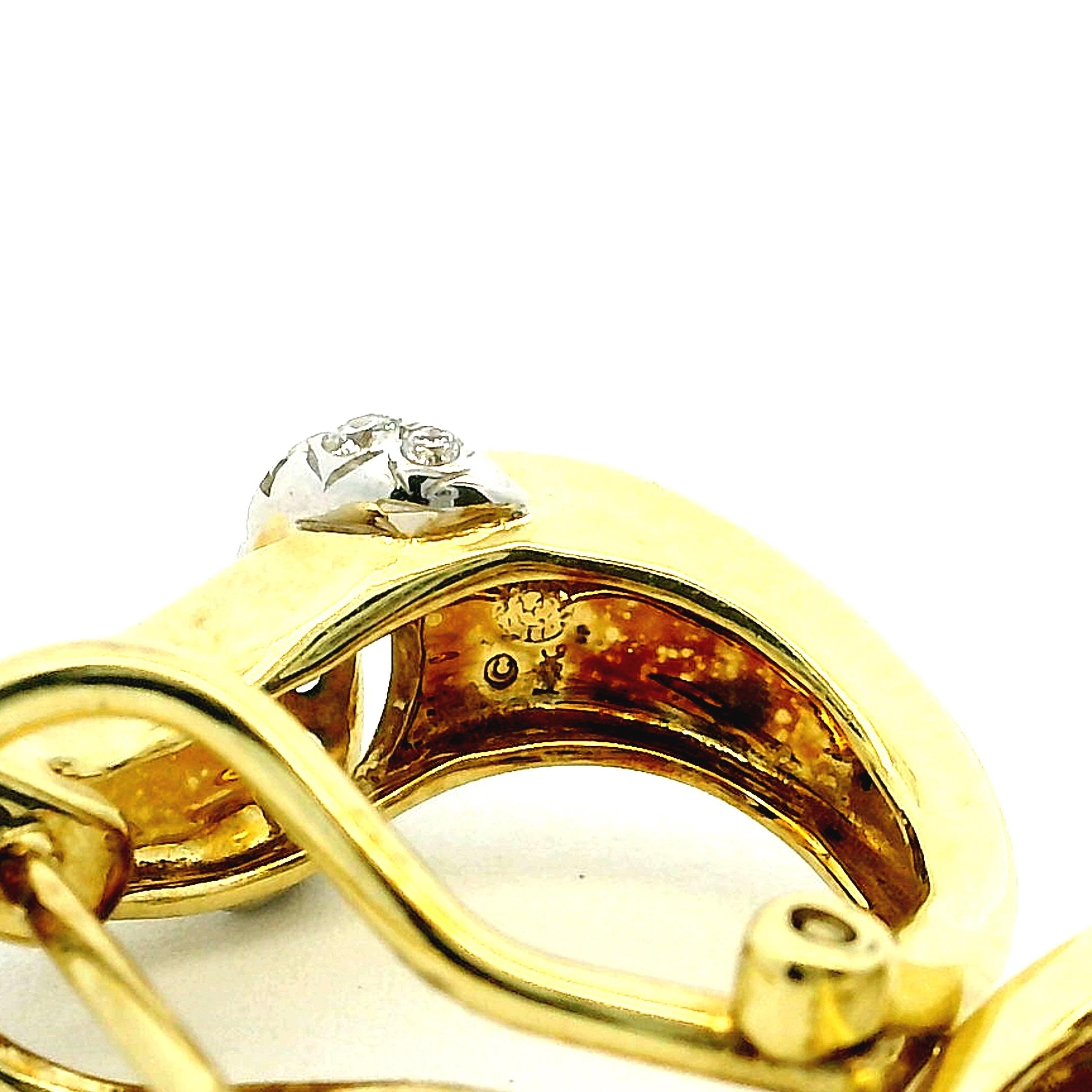 Ash Grossbardt 14K Gold Perlmutt Inlay Diamant Creolen im Angebot 7