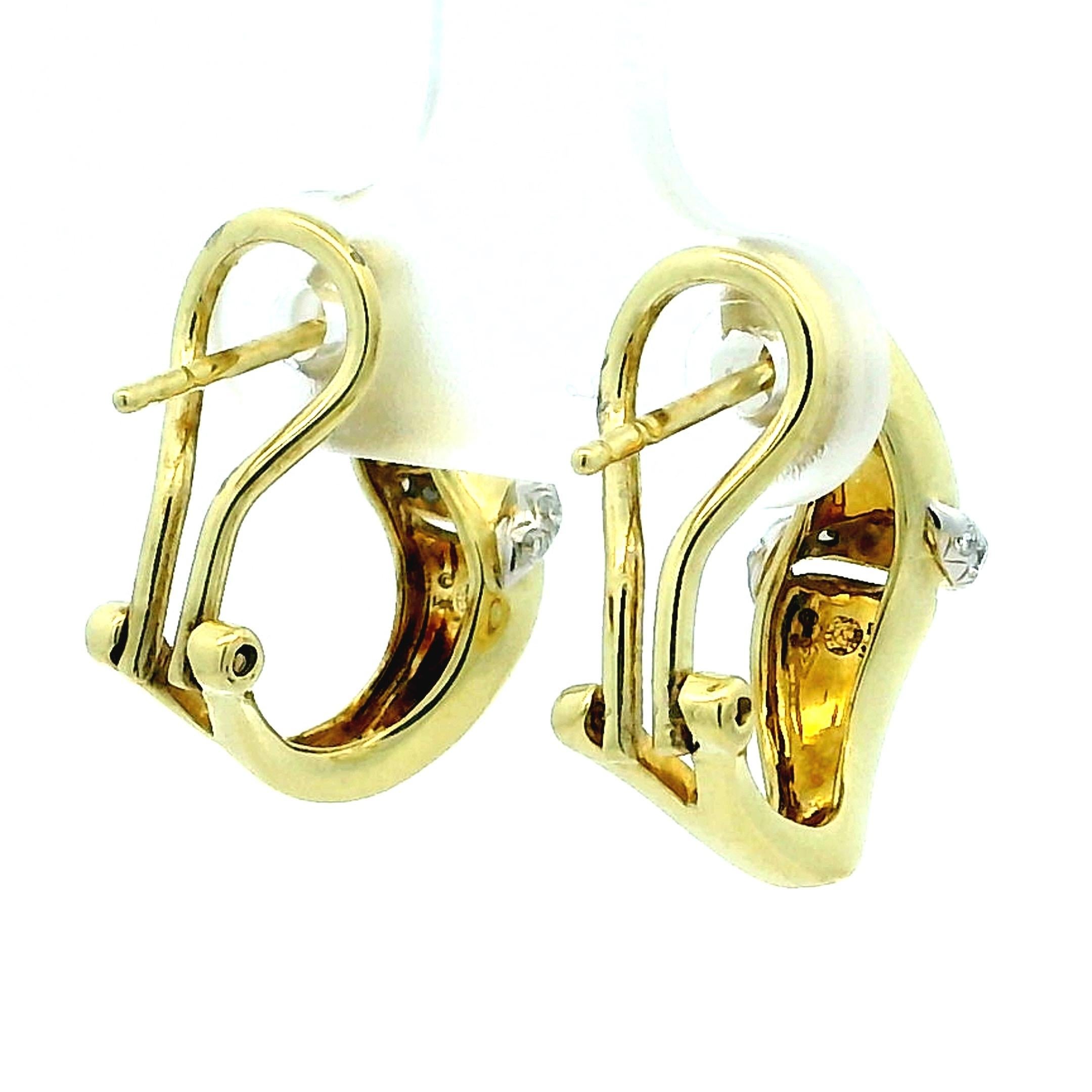 Ash Grossbardt 14K Gold Perlmutt Inlay Diamant Creolen Damen im Angebot