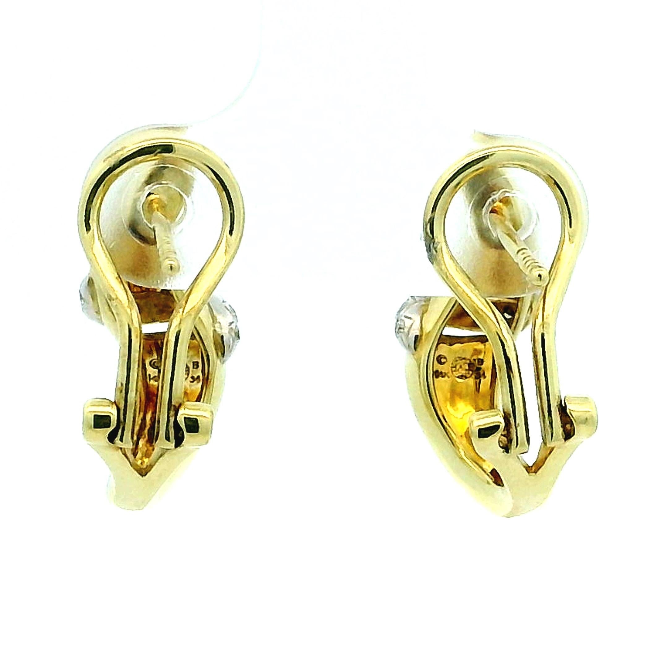 Ash Grossbardt 14K Gold Perlmutt Inlay Diamant Creolen im Angebot 1