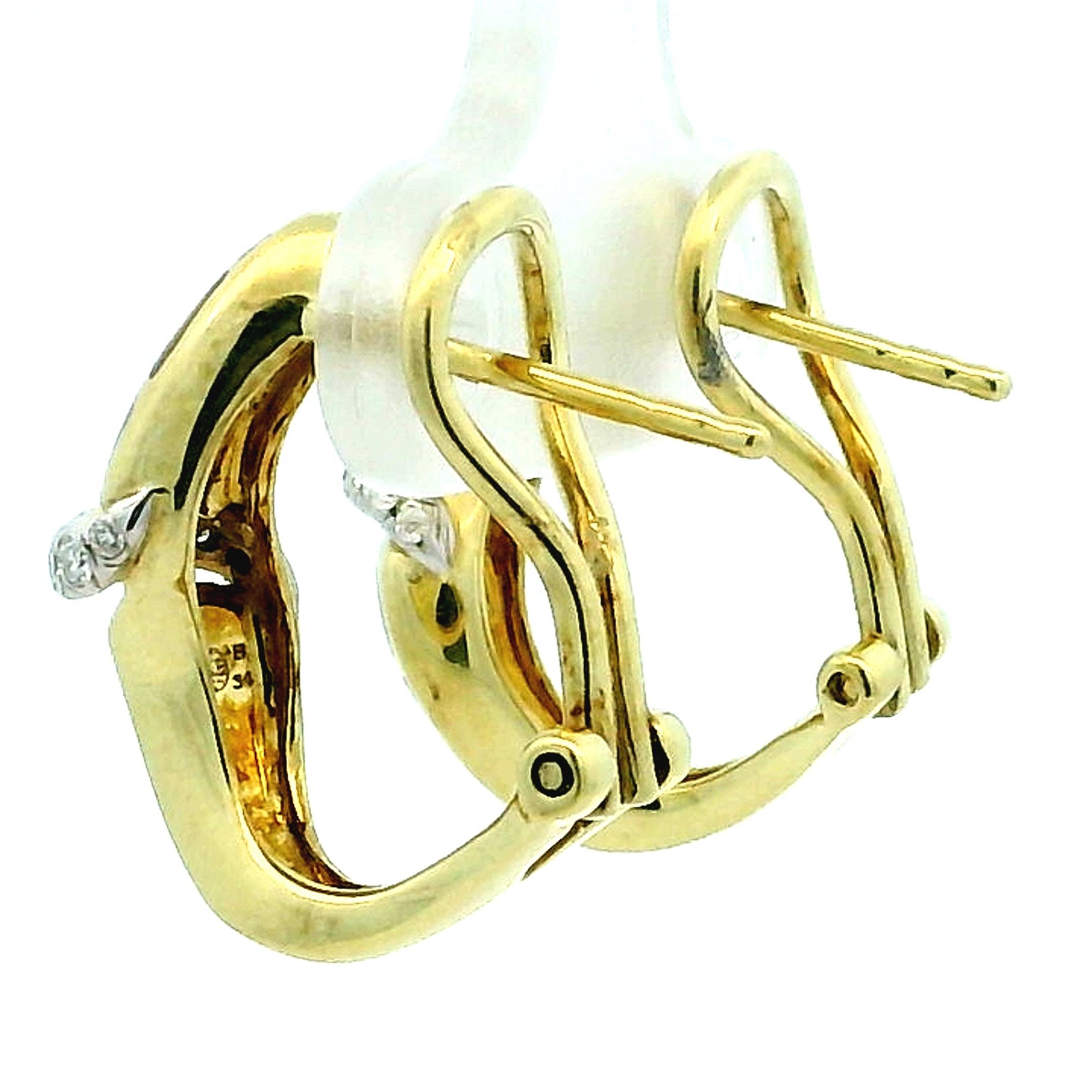 Ash Grossbardt 14K Gold Perlmutt Inlay Diamant Creolen im Angebot 3