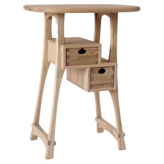 Ash Haar Side Table, Modern Nightstand/ Tall End Table with Two Drawers by Arid