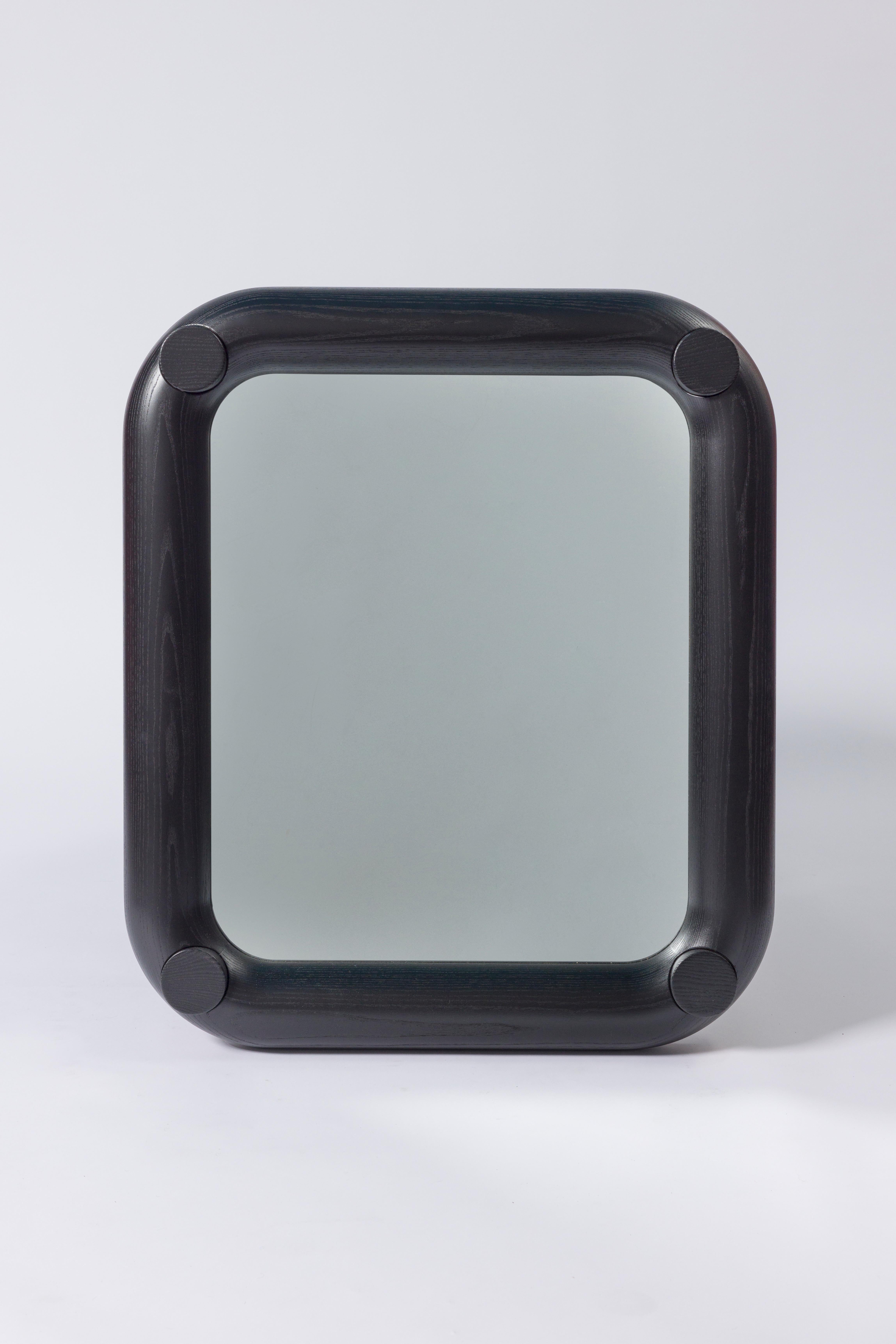 Ash Hardwood Mirror by BNF Studio
Dimensions: W 33 x L 29 in, Custom width, length, height. 
Materials: Ash.
Finishes and Colors: White, Black, Green, Pink, Purple, Custom, Natural finish.
Based in, produced and shipped from the US.

About:
Founded