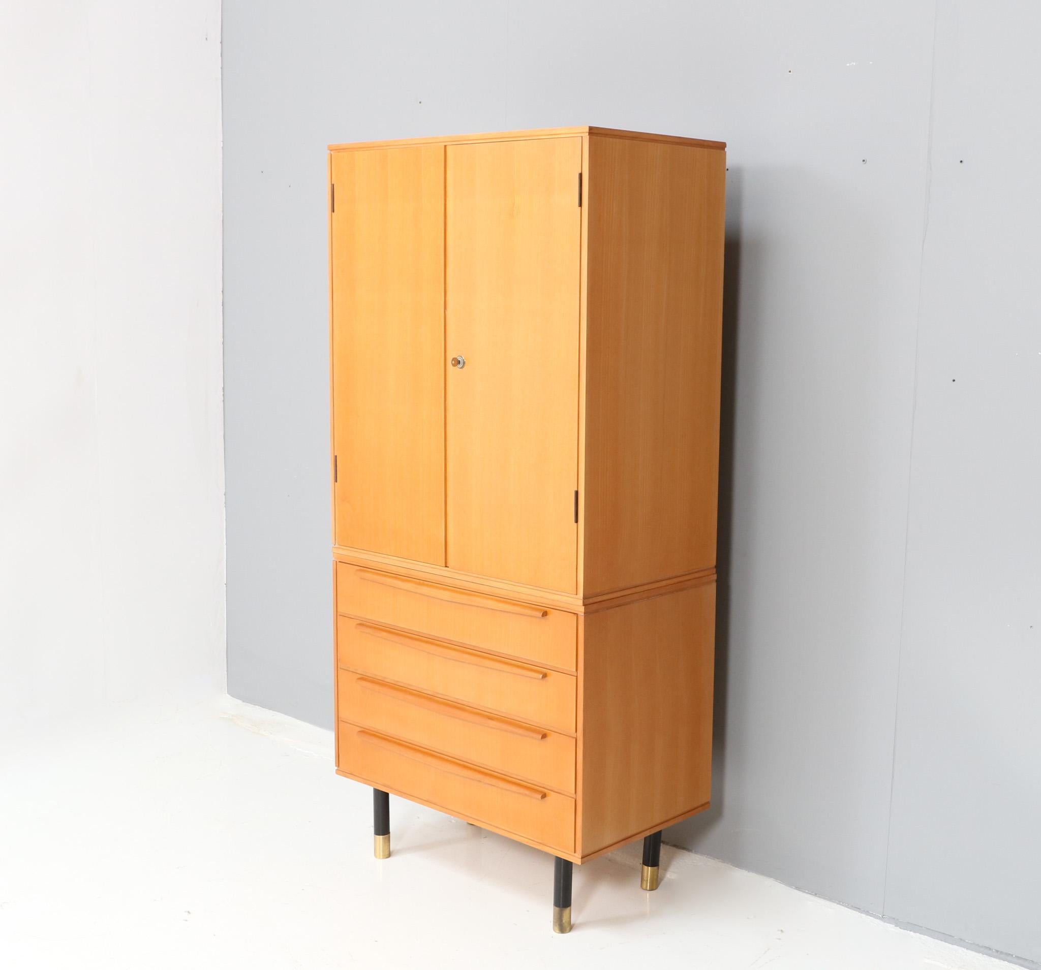Ash Italian Mid-Century Modern Two-Piece Cabinet, 1950s In Good Condition For Sale In Amsterdam, NL