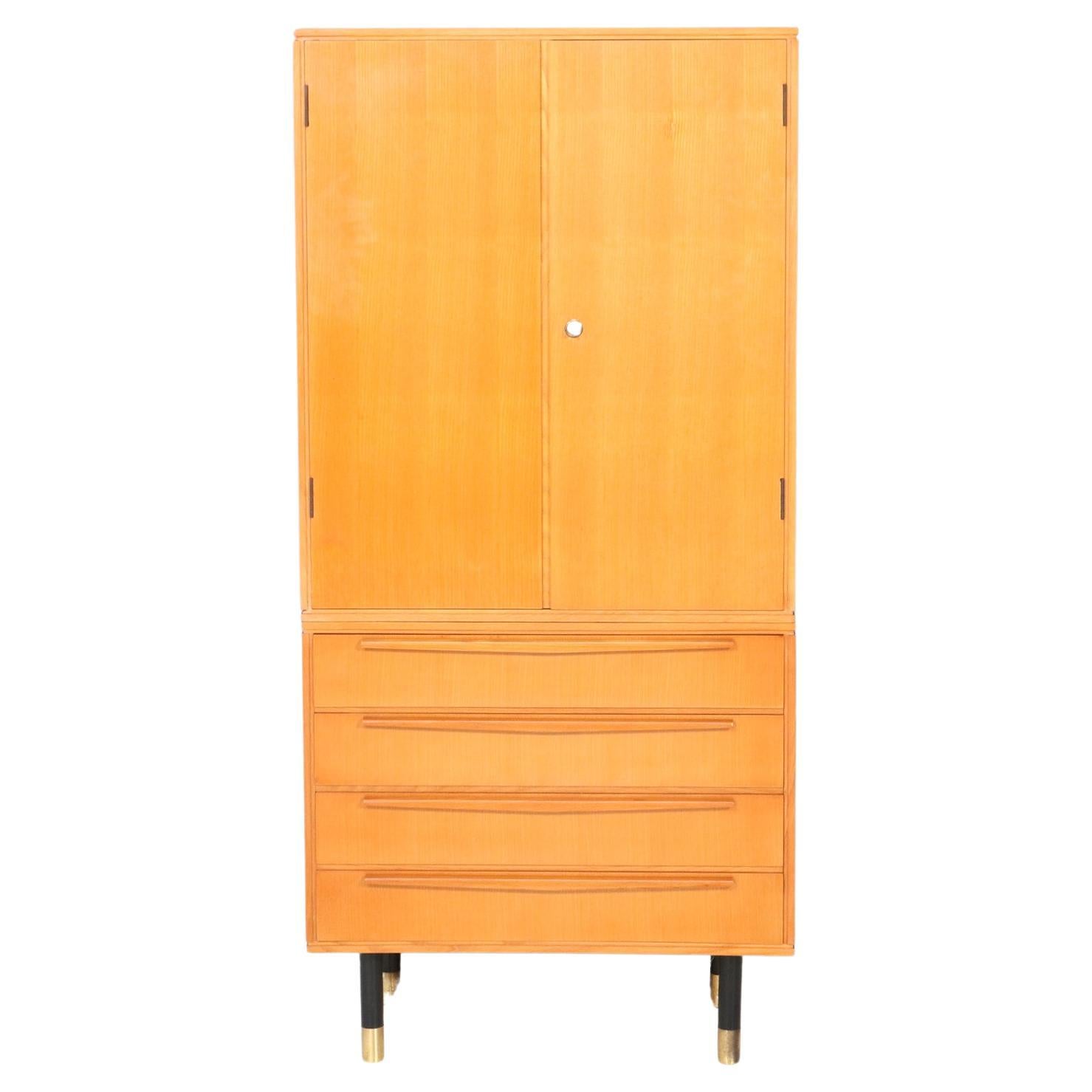 Ash Italian Mid-Century Modern Two-Piece Cabinet, 1950s For Sale