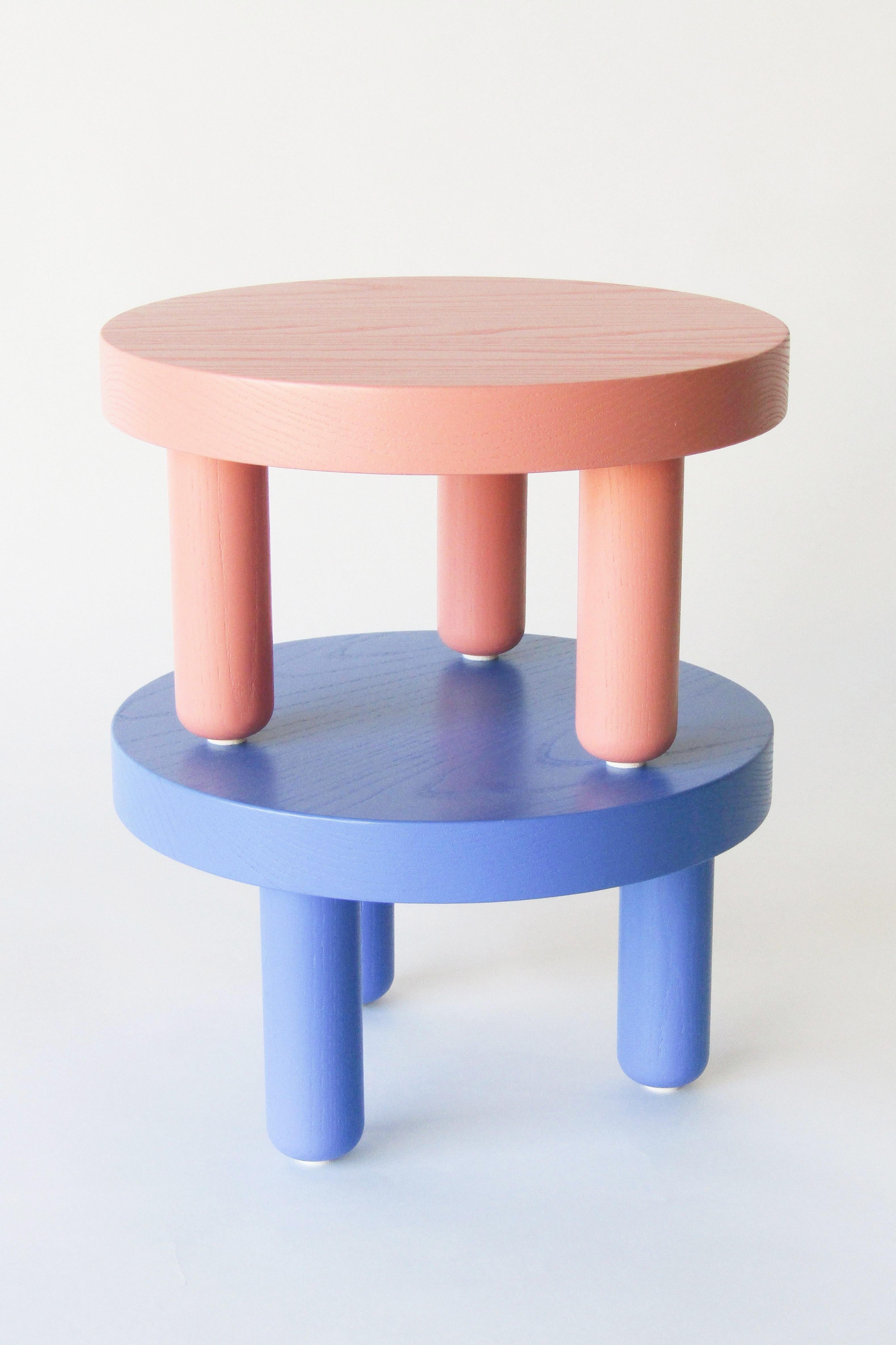 Painted Ash Low Table in Rich Blue For Sale