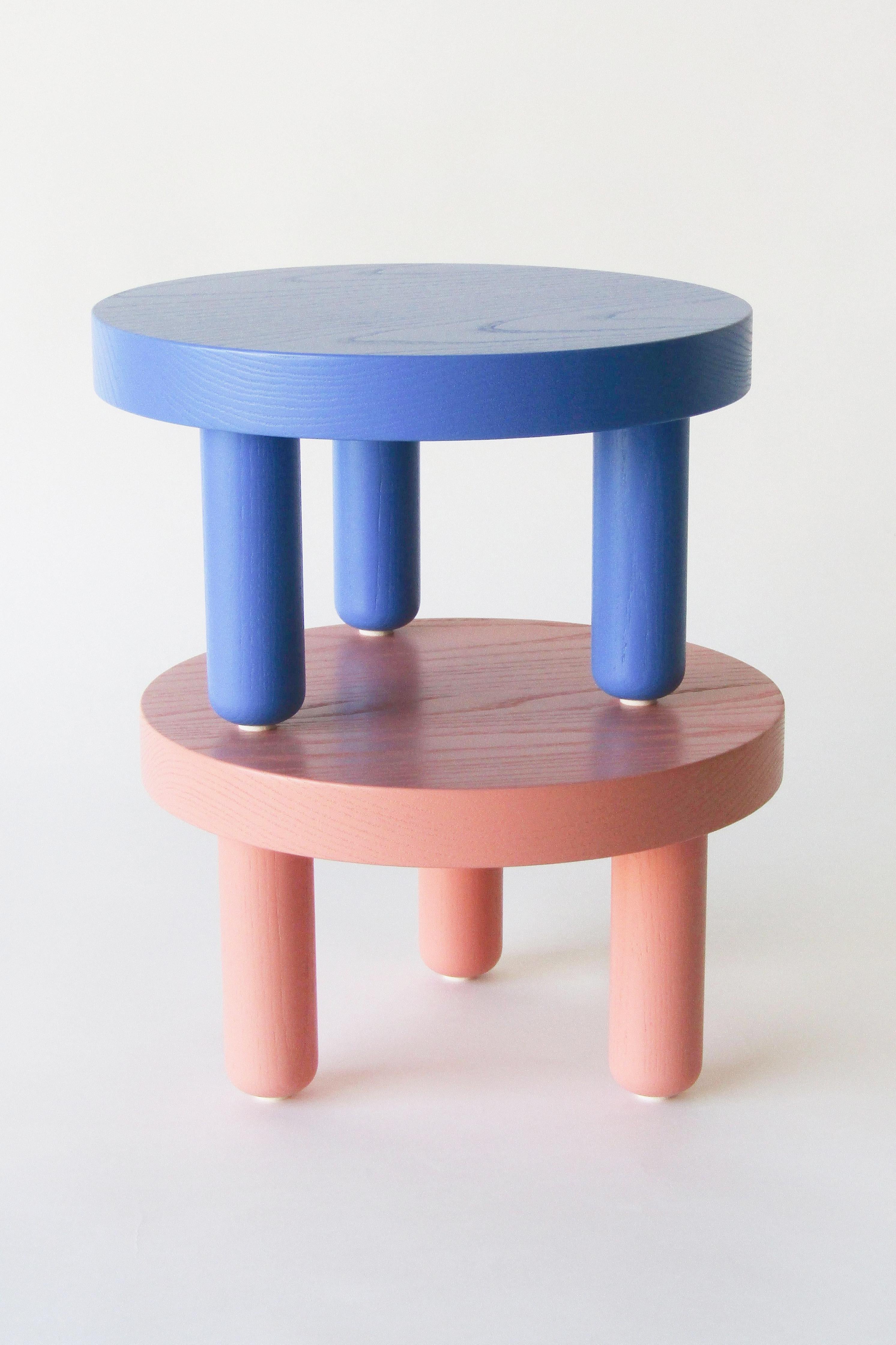 Painted Ash Low Table in Rose For Sale