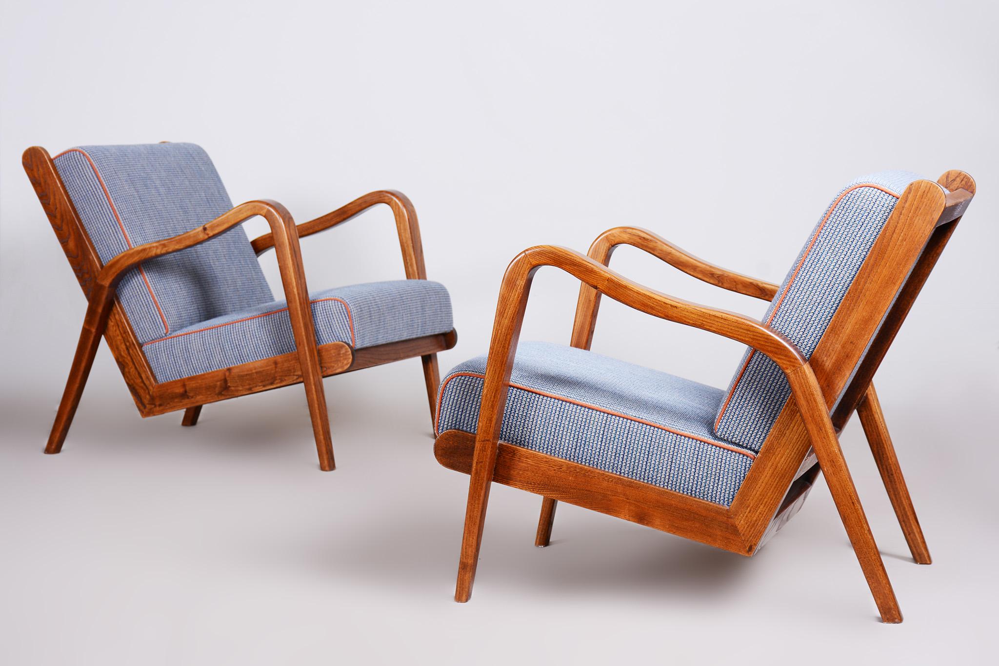 Ash Mid Century Armchairs Made in Czechia '40s, by Jan Vanek, Fully Restored 6