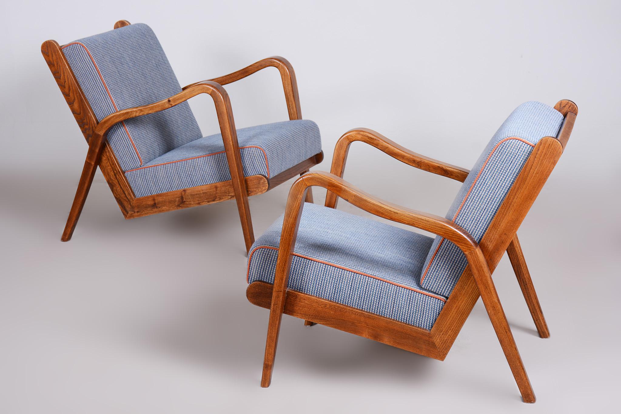 Ash Mid Century Armchairs Made in Czechia '40s, by Jan Vanek, Fully Restored 7