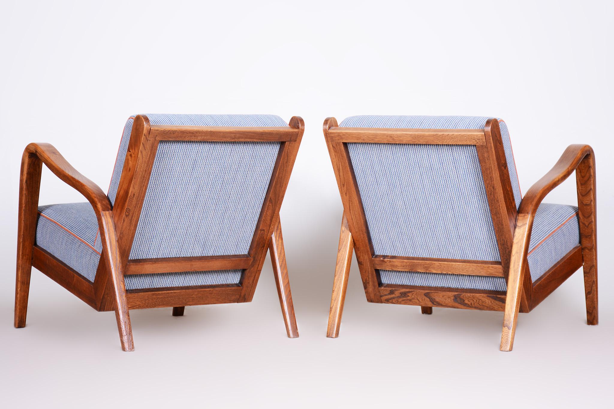 20th Century Ash Mid Century Armchairs Made in Czechia '40s, by Jan Vanek, Fully Restored