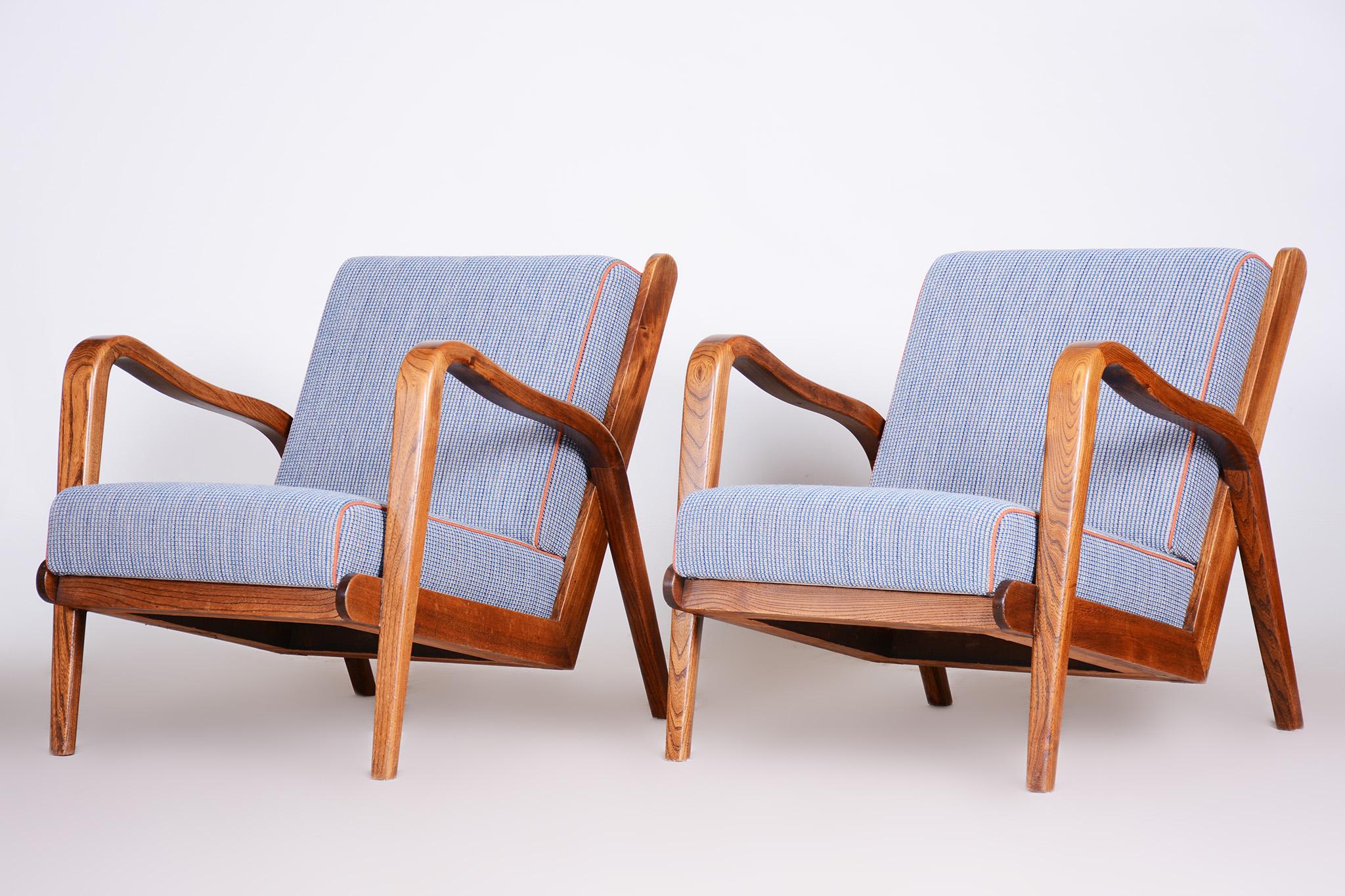 Ash Mid Century Armchairs Made in Czechia '40s, by Jan Vanek, Fully Restored 2
