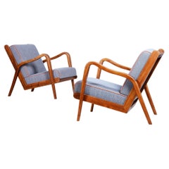 Ash Mid Century Armchairs Made in Czechia '40s, by Jan Vanek, Fully Restored