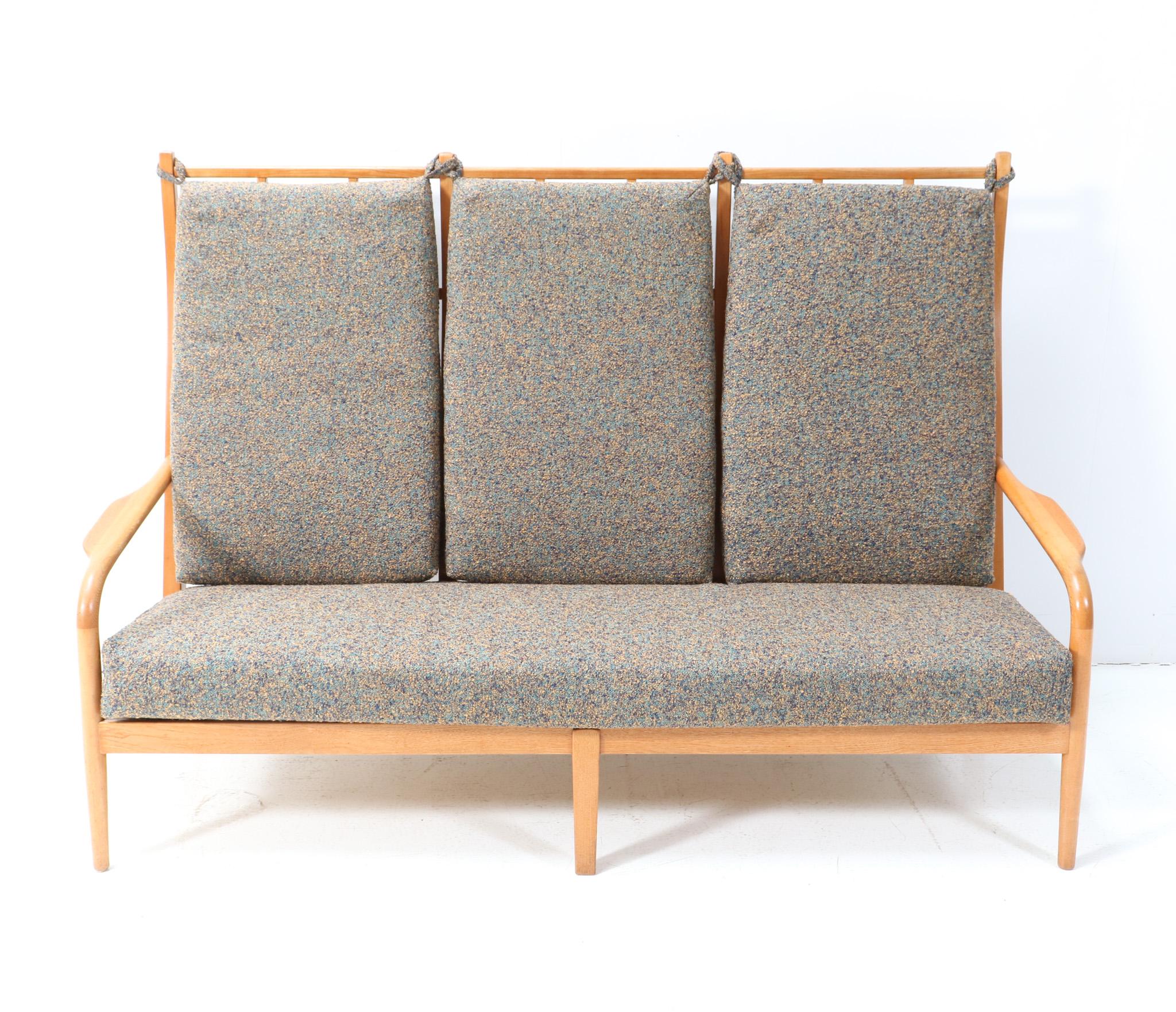 Dutch Ash Mid-Century Modern High Back Sofa by Frits Eschauzier Jr, 1967 For Sale