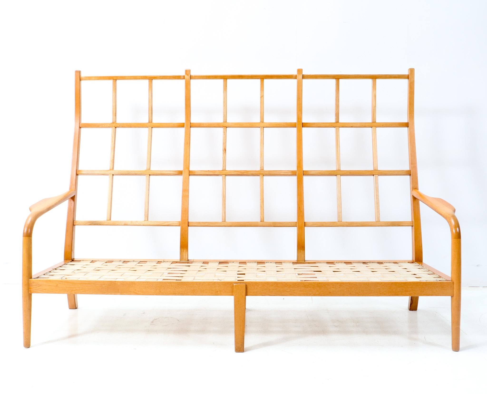 Bouclé Ash Mid-Century Modern High Back Sofa by Frits Eschauzier Jr, 1967 en vente