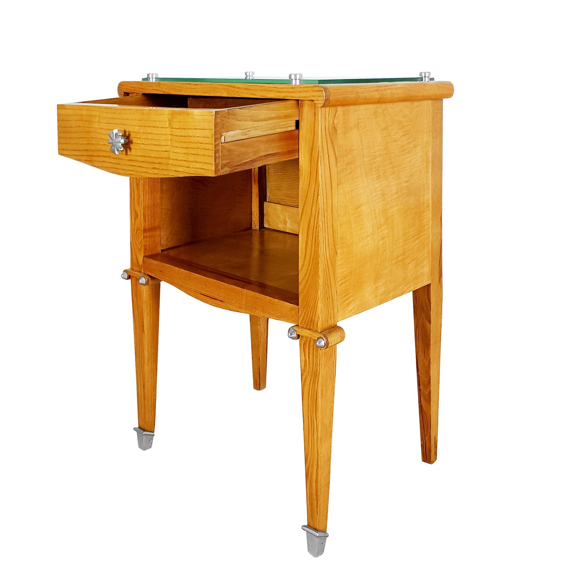 Plated Ash night stand - France 1940 For Sale