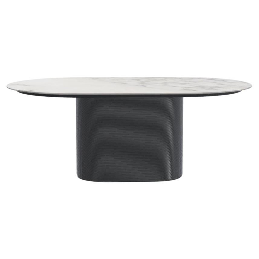 Ash Noir Calacata Waves Table de salle à manger XL par Milla & Milli en vente