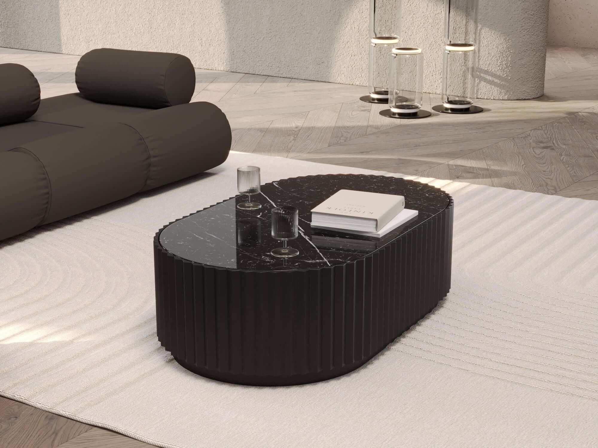 Contemporary Ash Noir Nero Marquina Eternel L Coffee Table by Milla & Milli For Sale