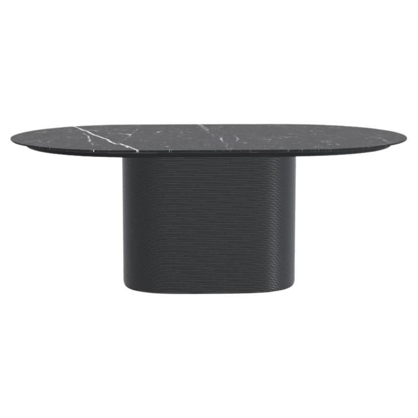 Ash Noir Nero Marquina Waves Dining Table L by Milla & Milli For Sale