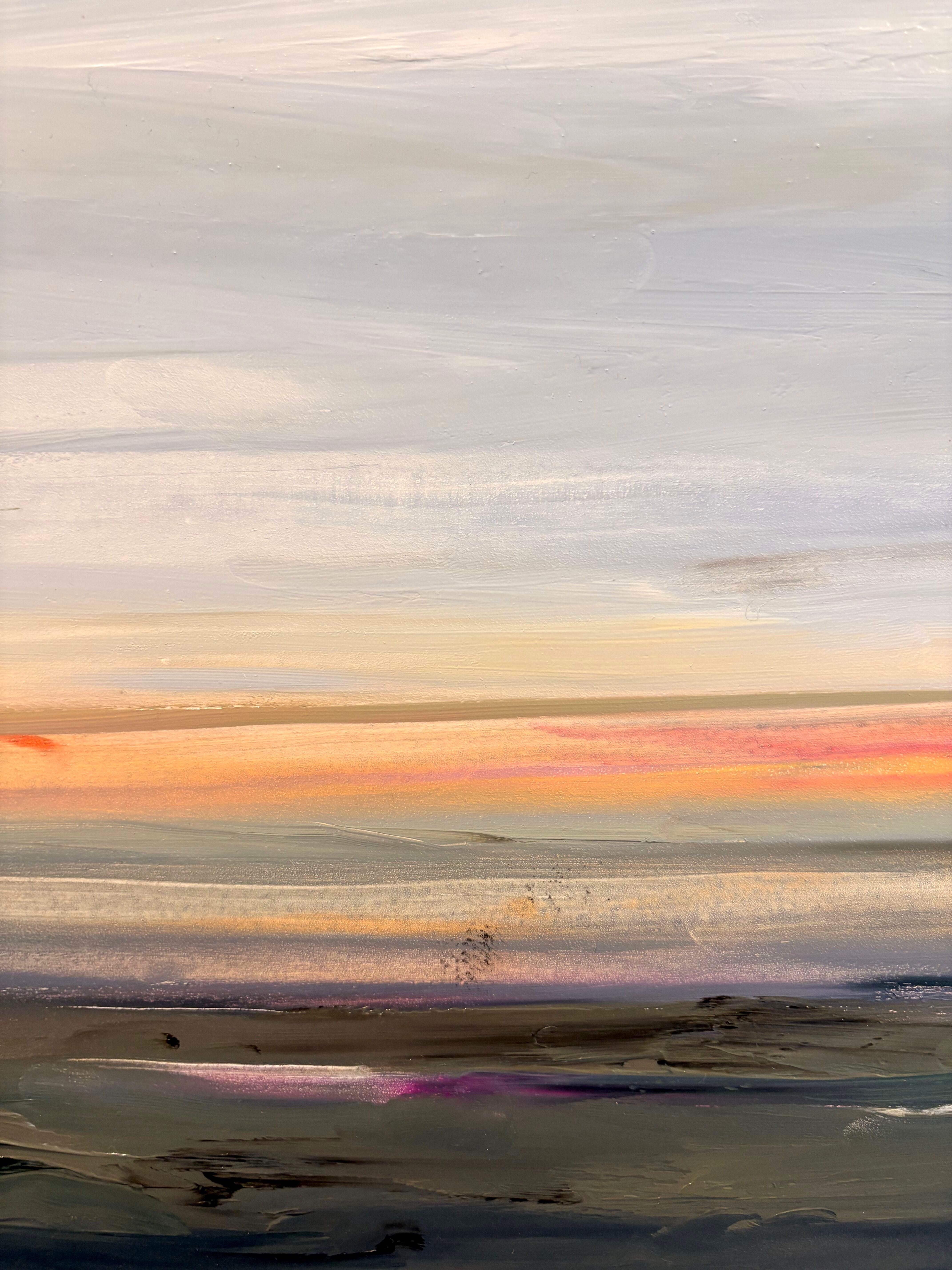 Mandarine Licht, Atmosphärische Landschaft Ölgemälde, 2025 im Angebot 1