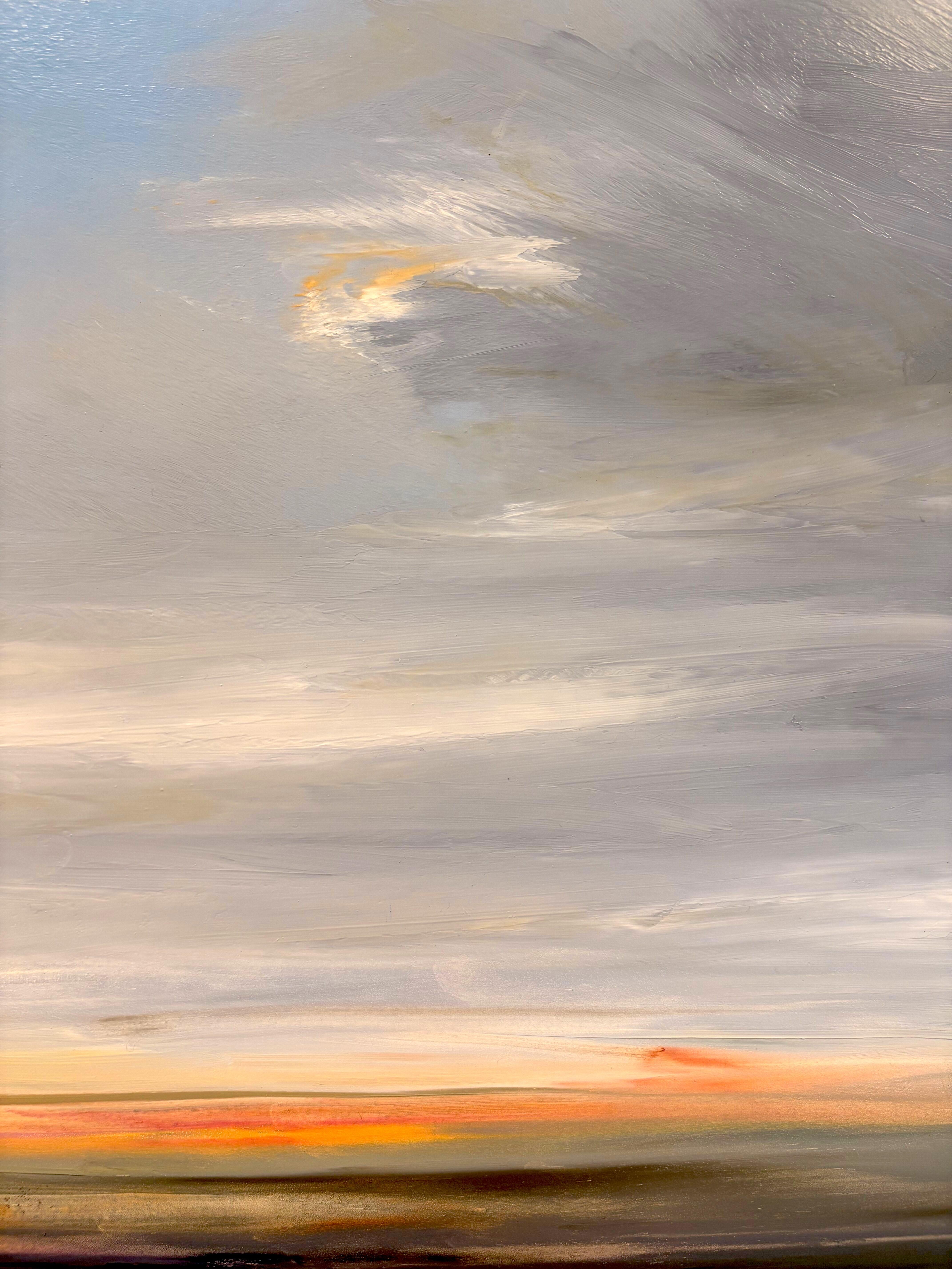 Mandarine Licht, Atmosphärische Landschaft Ölgemälde, 2025 im Angebot 3