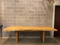 Ash Plank Top Craftsman Trestle Dining Table, France, 1970's