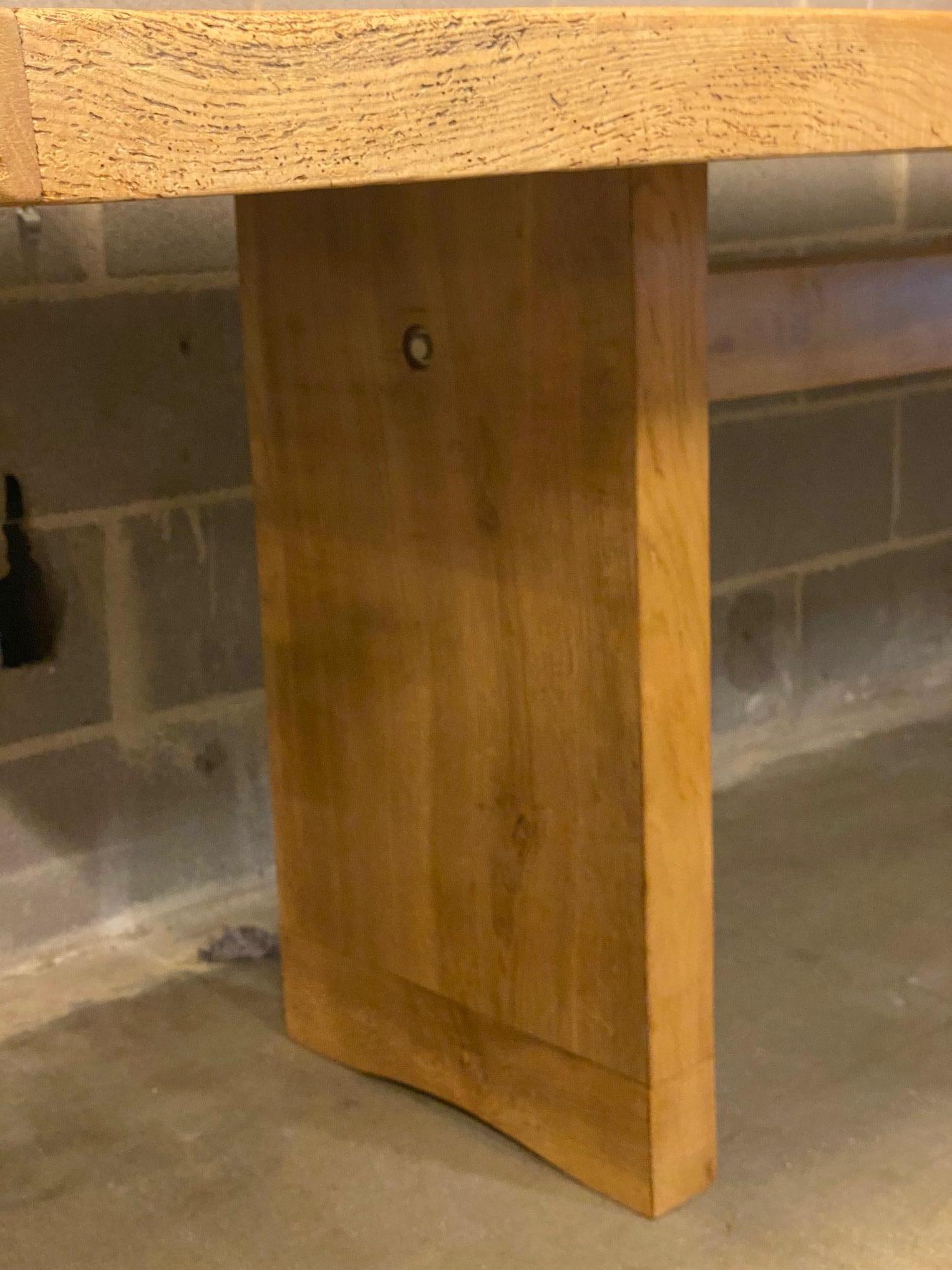 Ash Plank Top Craftsman Trestle Dining Table, France, 1970's For Sale