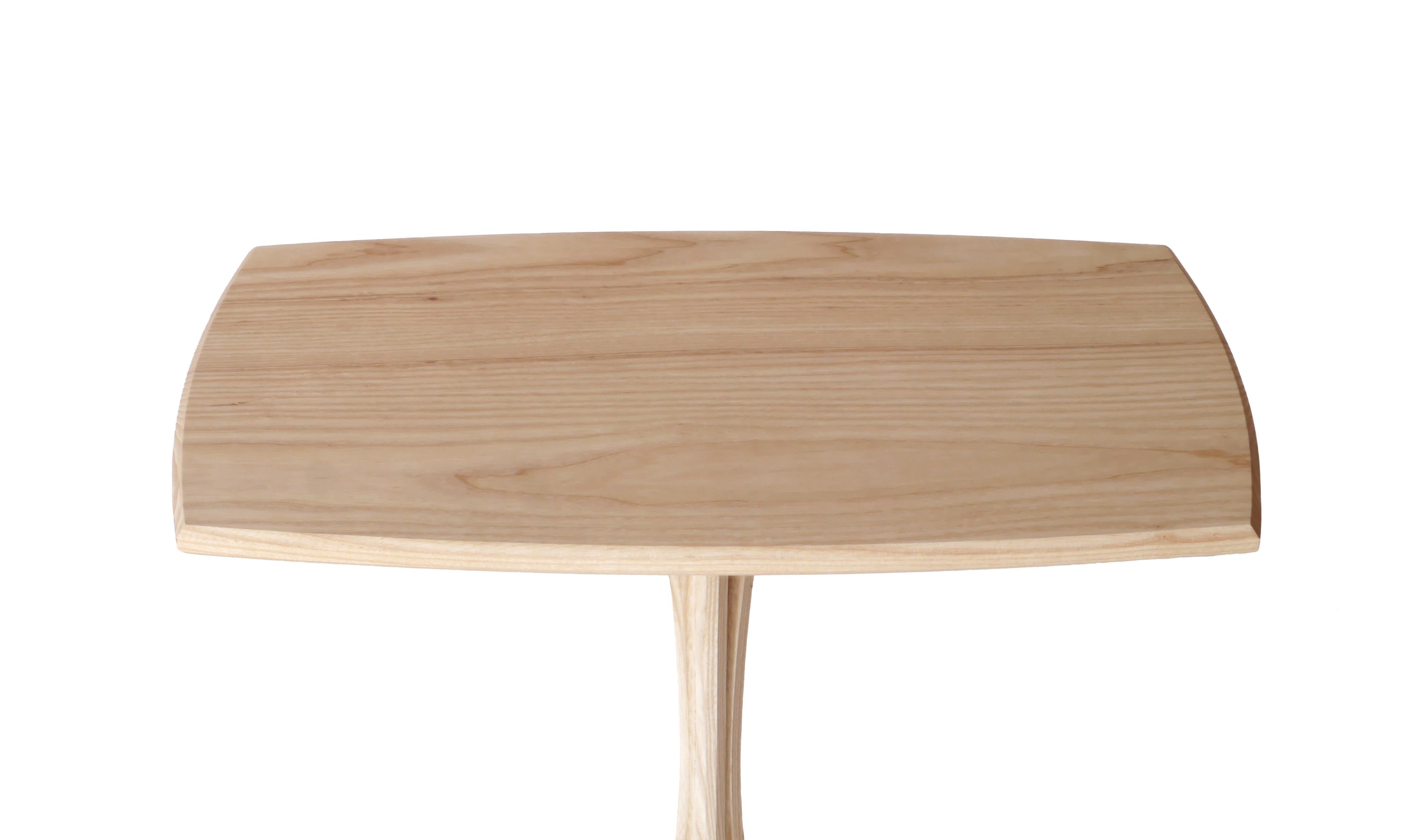 Hand-Crafted Ash Plume Side Table, Contemporary Handmade Pedestal End Table by Arid For Sale