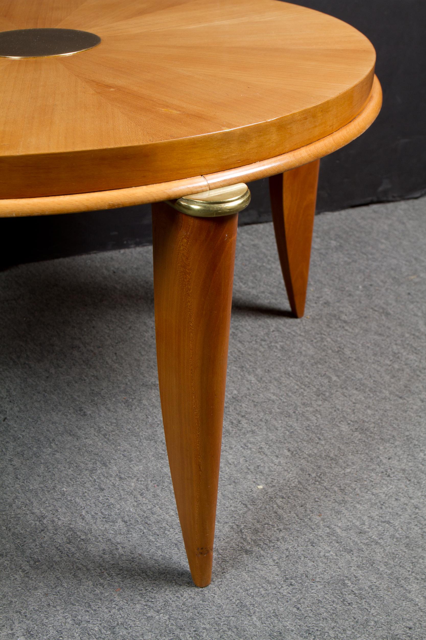 Ash Radial Veneer Art Deco Coffee Table by Maurice Jallot In Excellent Condition In Montreal, QC