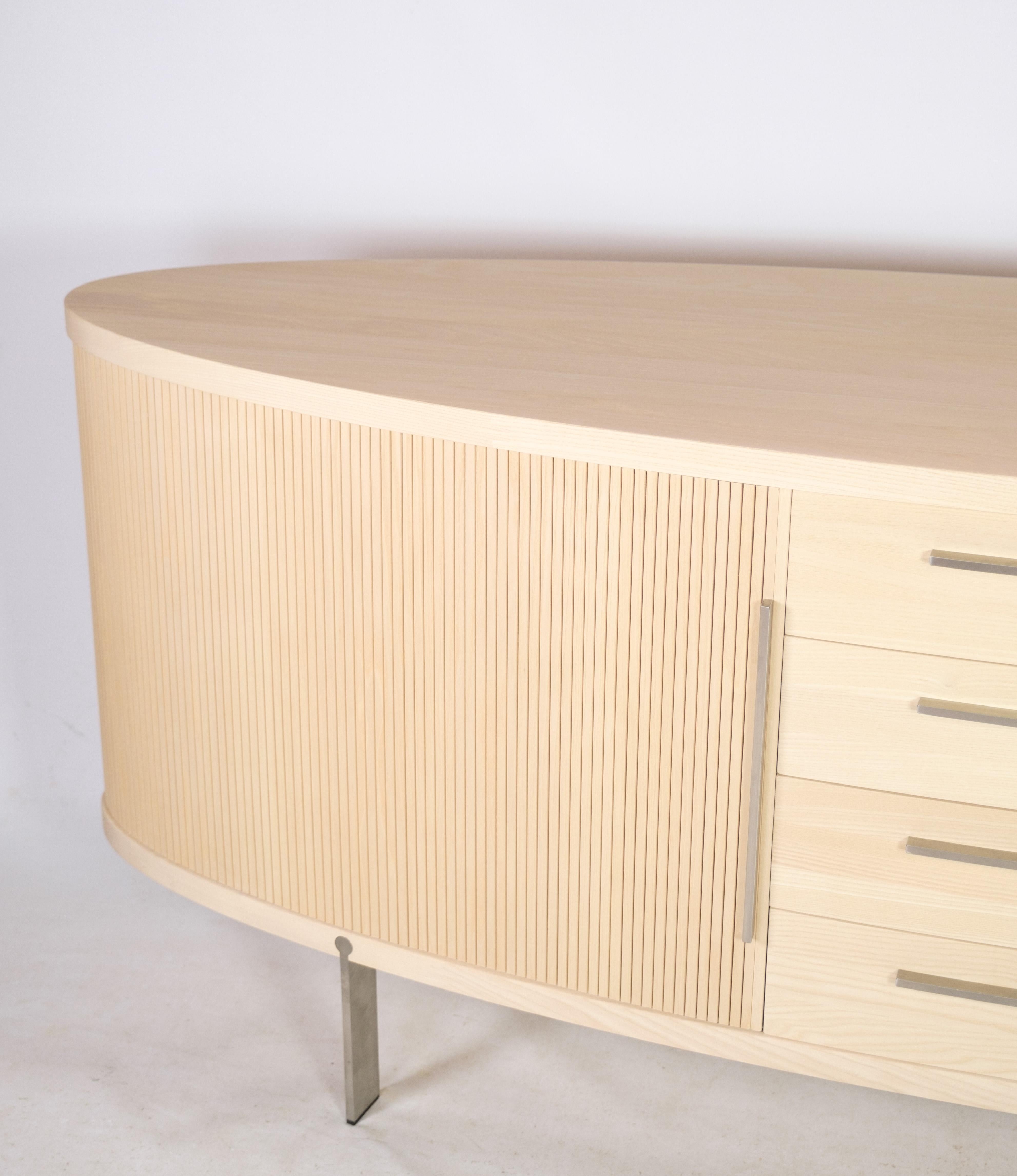 Mid-Century Modern Ash Sideboard Model AK 1300 with Jalousie doors by Naver Collection