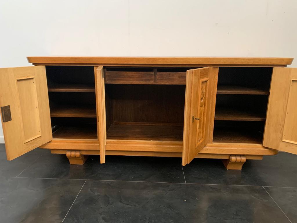 Ash Sideboard with Carved Panels, 1930s For Sale 10
