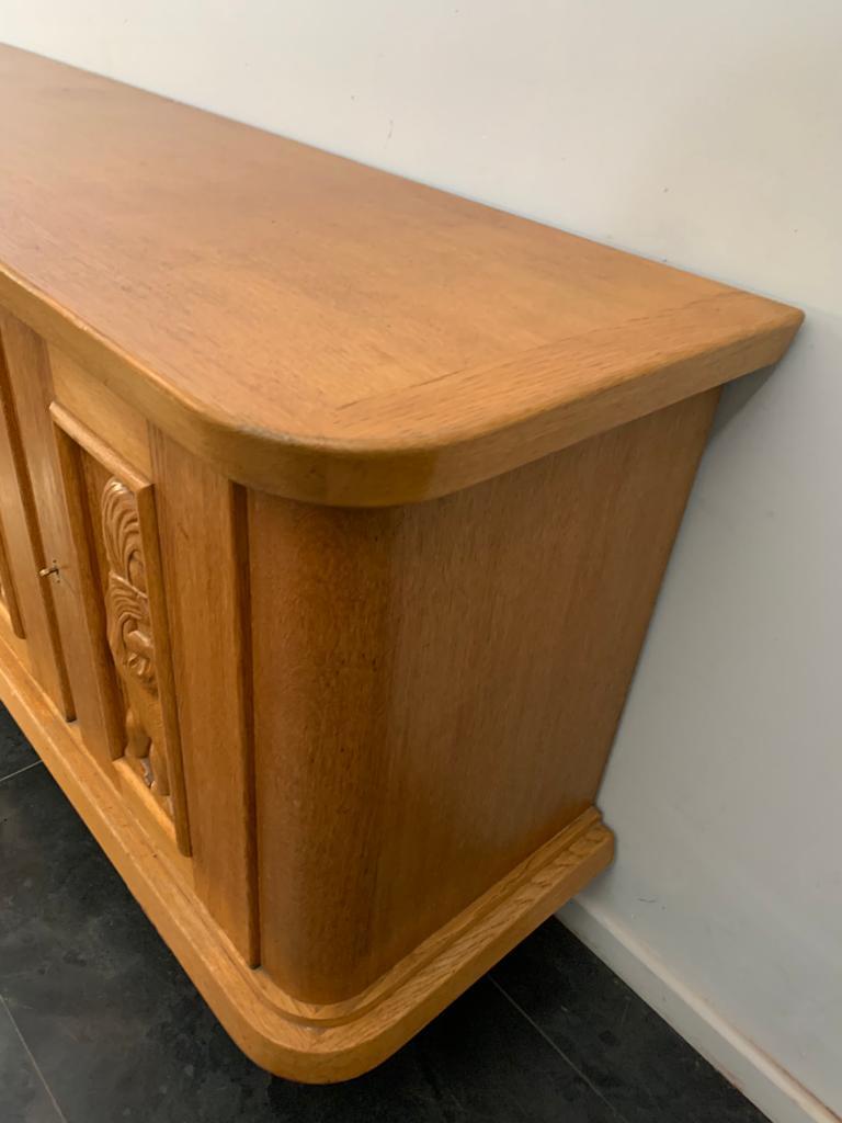 Ash Sideboard with Carved Panels, 1930s For Sale 3