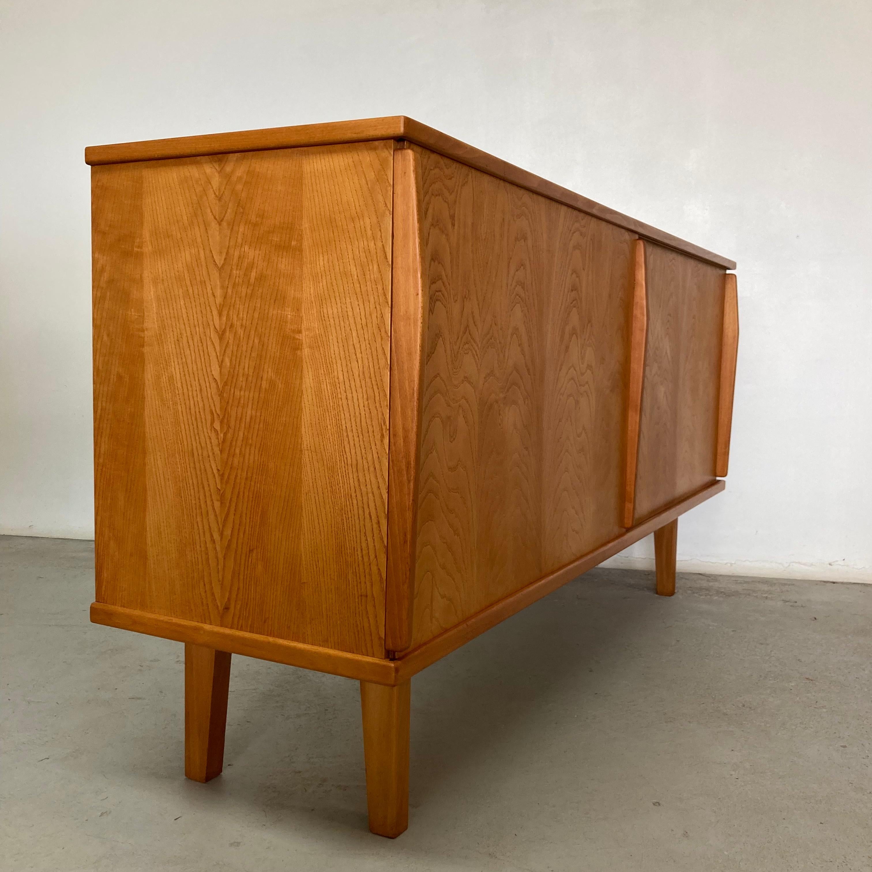 Ash Sideboard with Sliding Doors in the Style of Charlotte Perriand, France 1950 3