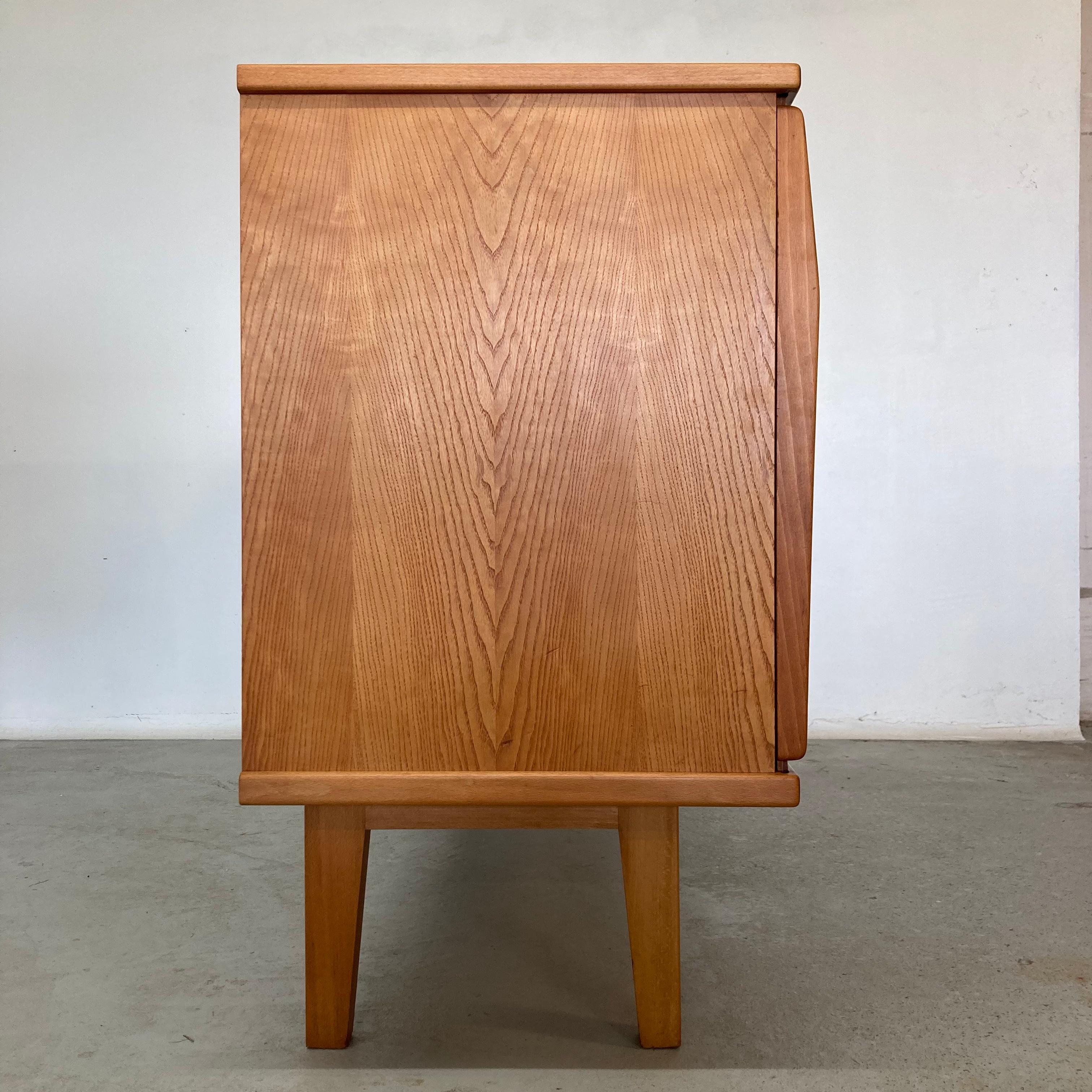 Ash Sideboard with Sliding Doors in the Style of Charlotte Perriand, France 1950 3