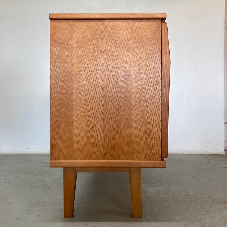 Ash Sideboard with Sliding Doors in the Style of Charlotte Perriand, France 1950 For Sale 4