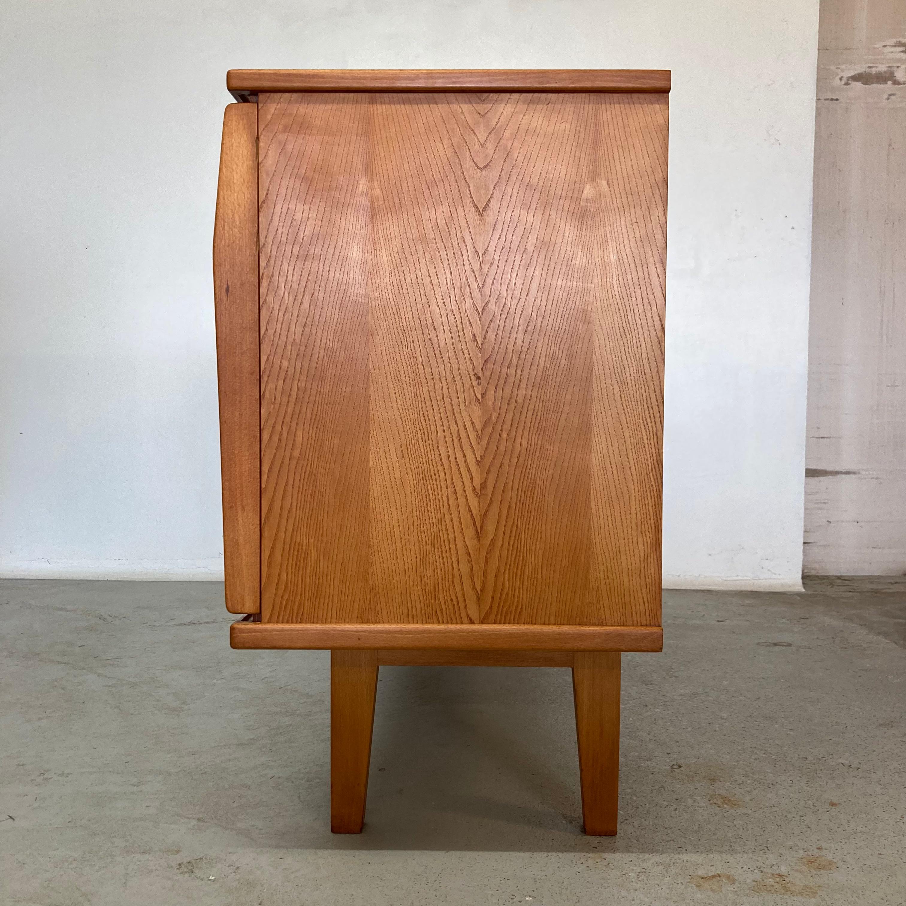 Ash Sideboard with Sliding Doors in the Style of Charlotte Perriand, France 1950 7