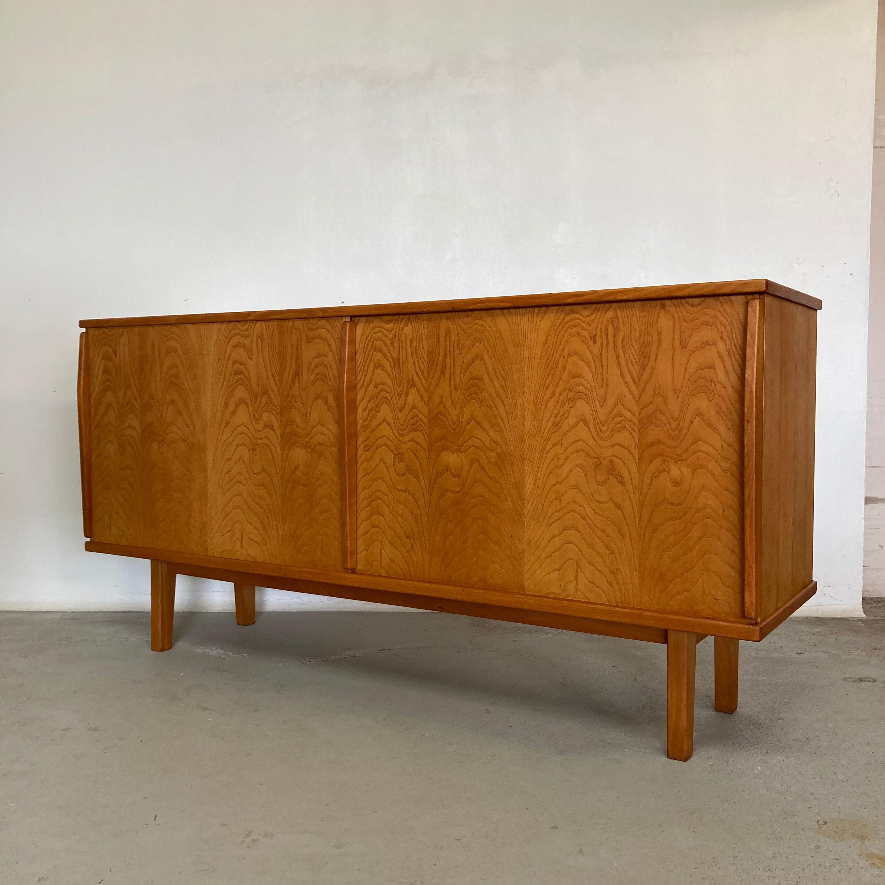 Ash Sideboard with Sliding Doors in the Style of Charlotte Perriand, France 1950 9