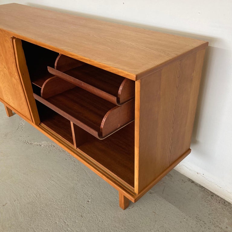 Ash Sideboard with Sliding Doors in the Style of Charlotte Perriand, France 1950 For Sale 11